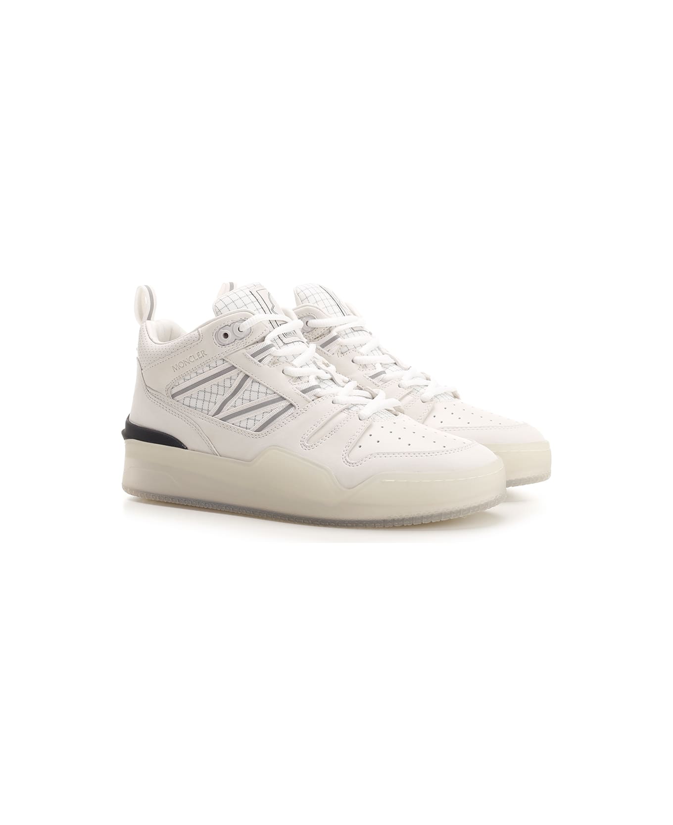 Moncler White Pivot Mid Sneakers - WHITE