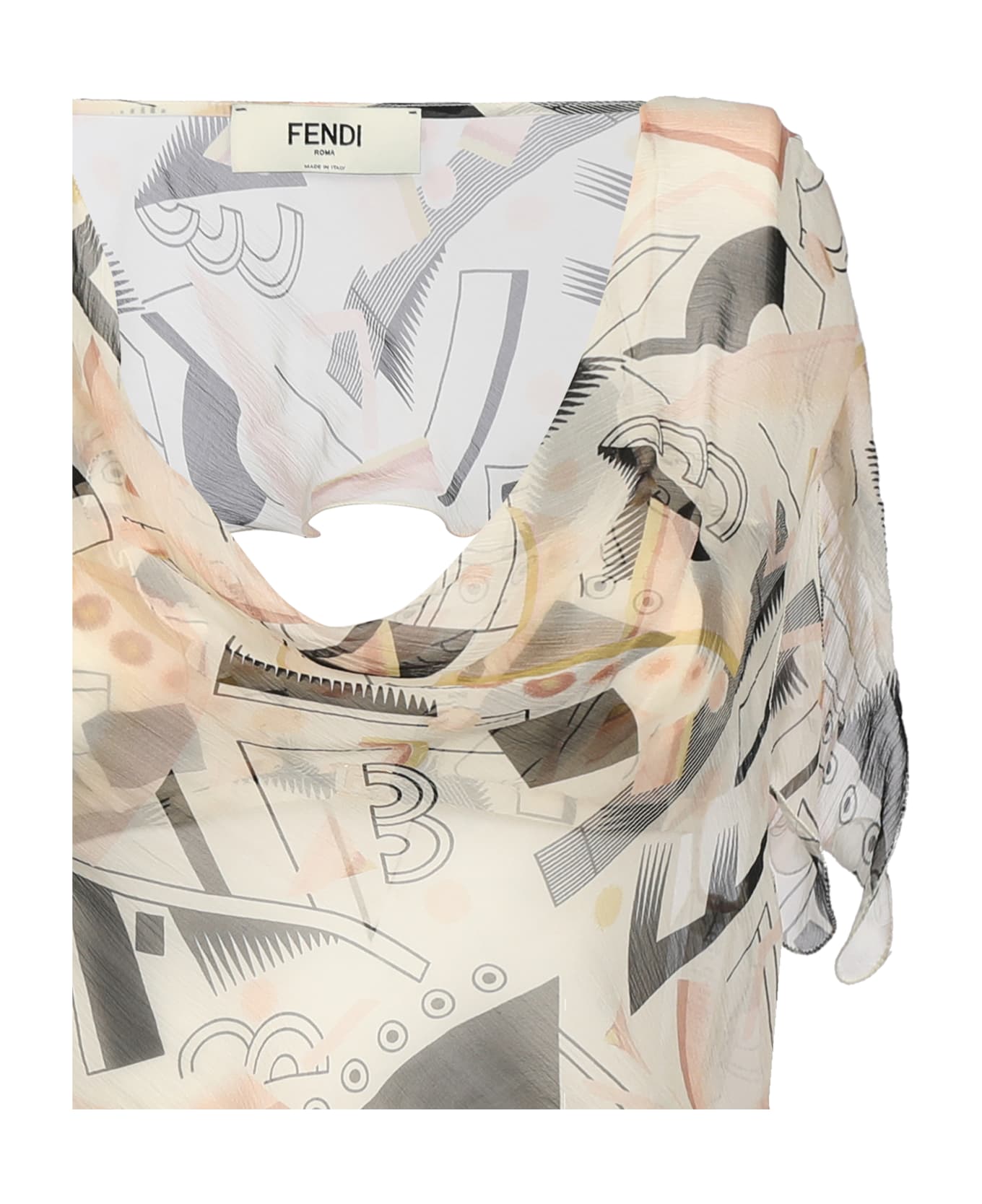 Fendi Sleeveless Crop-top In Silk - Multicolor