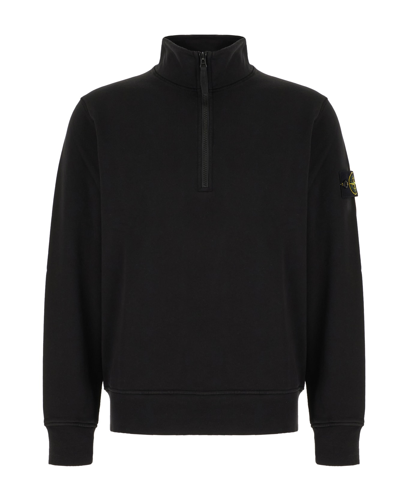 Stone Island Black Cotton Sweatshirt - BLACK フリース