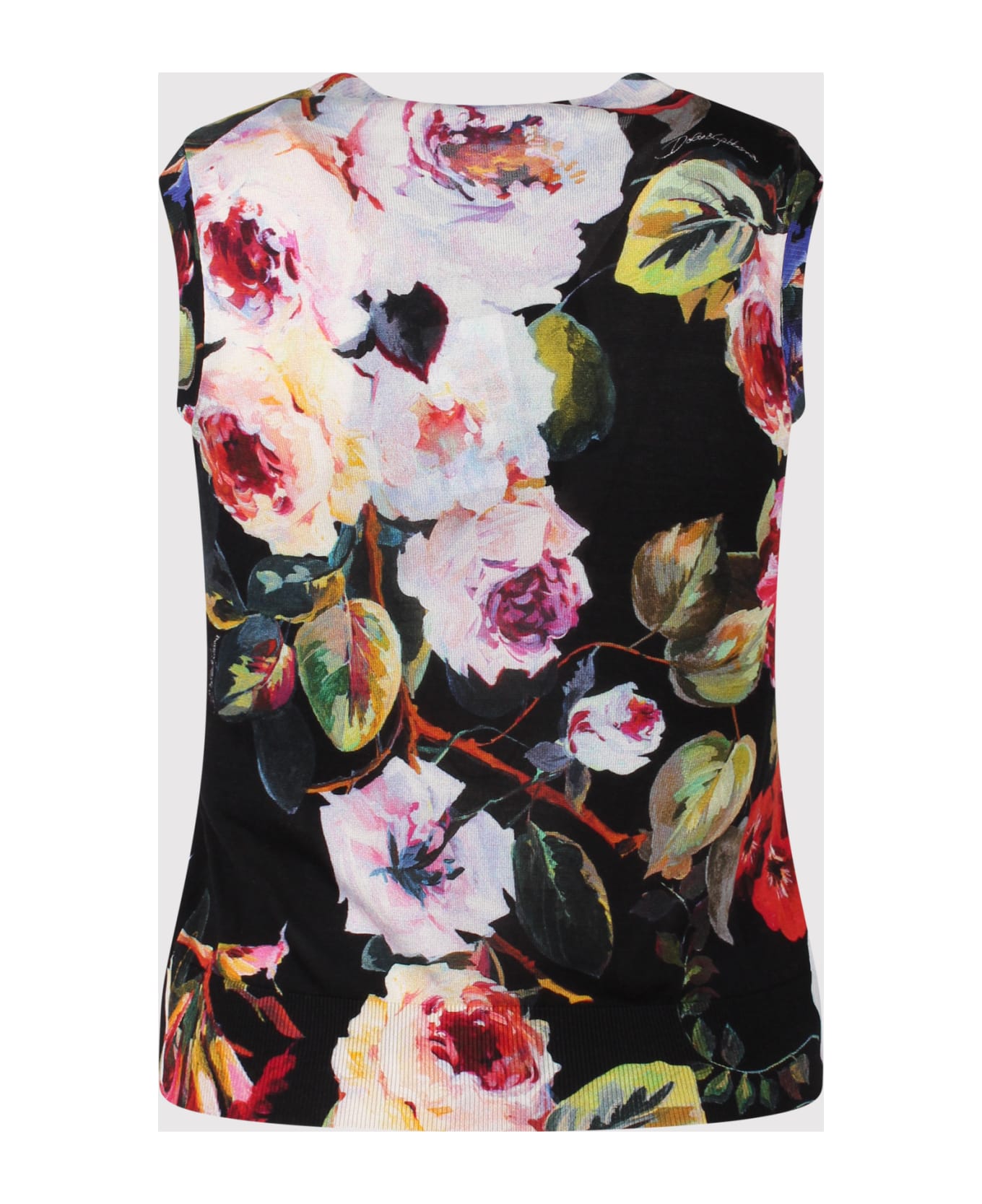 Dolce & Gabbana Silk Tank Top With Rose Garden Print: