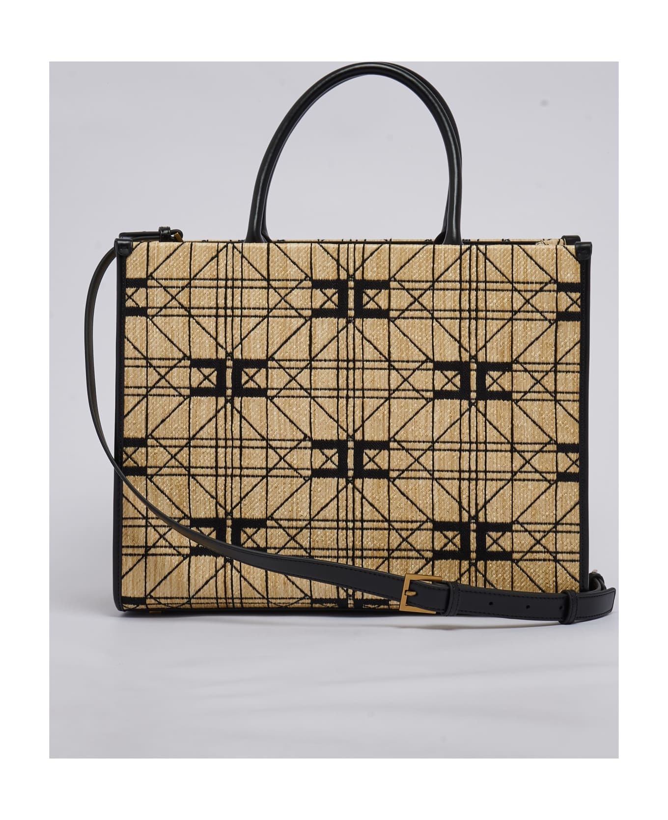 Elisabetta Franchi Poliammide Tote - BEIGE/black