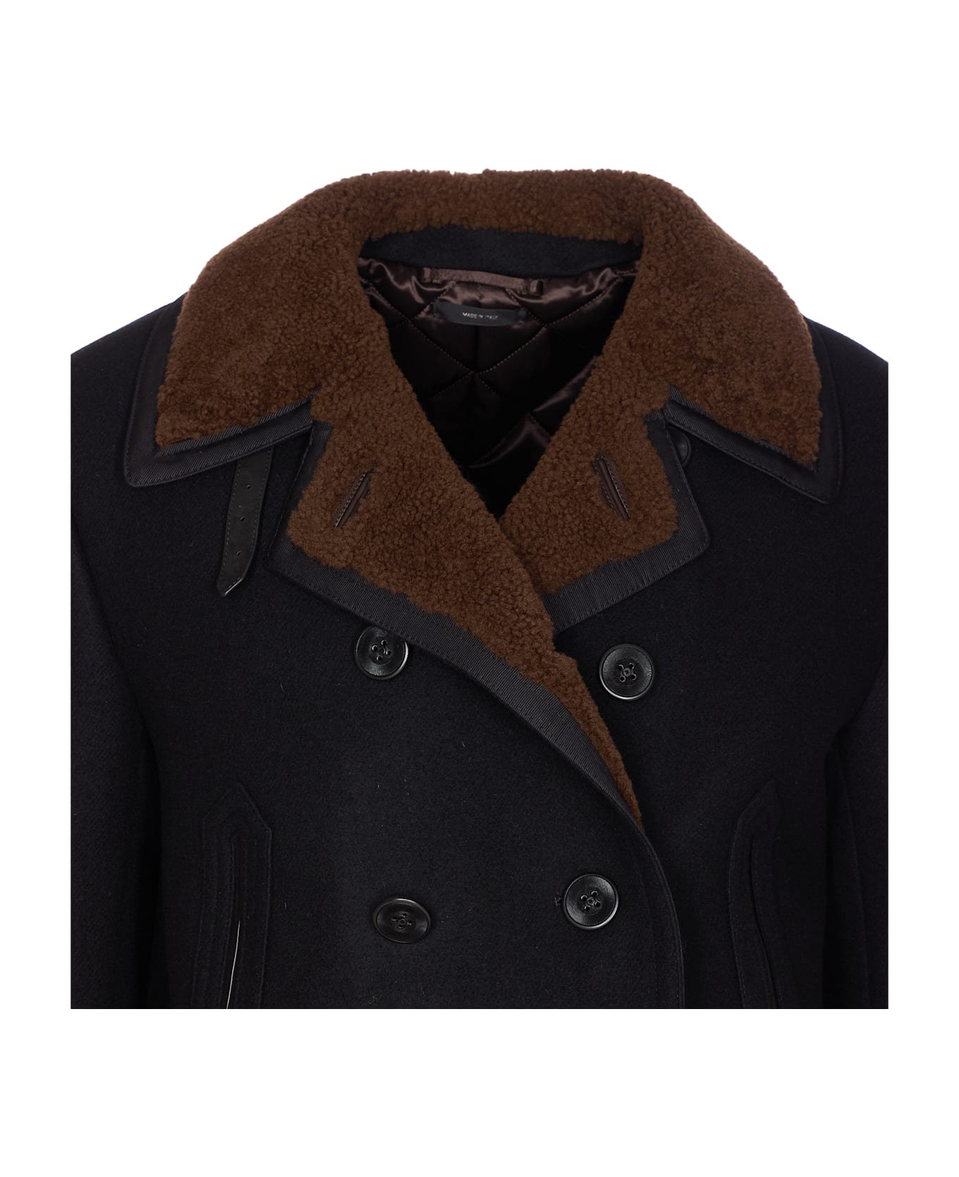 Tom Ford Japanese Melton Peacoat - Black