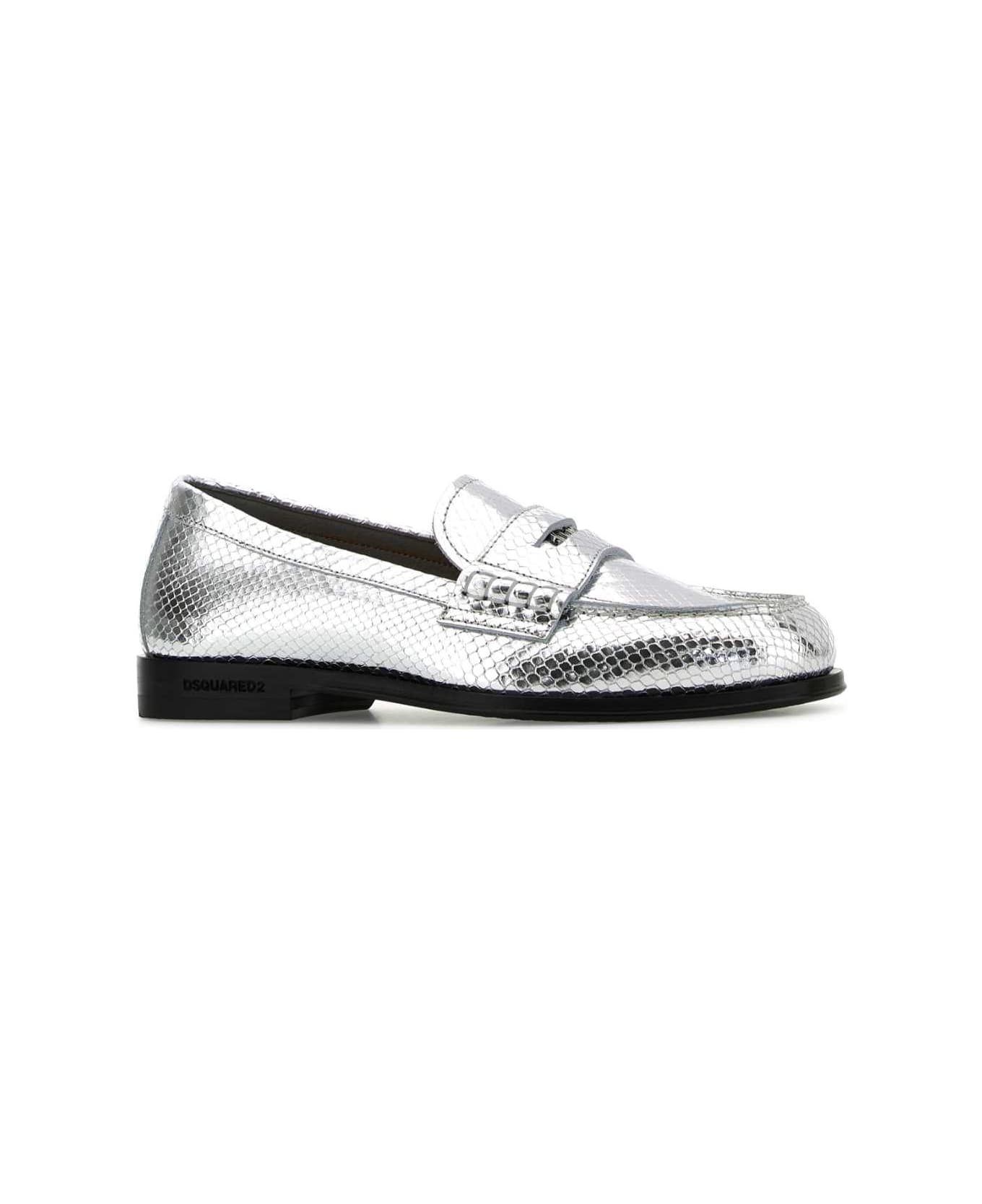 Dsquared2 Silver Leather Neoclassic Loafers - SILVER