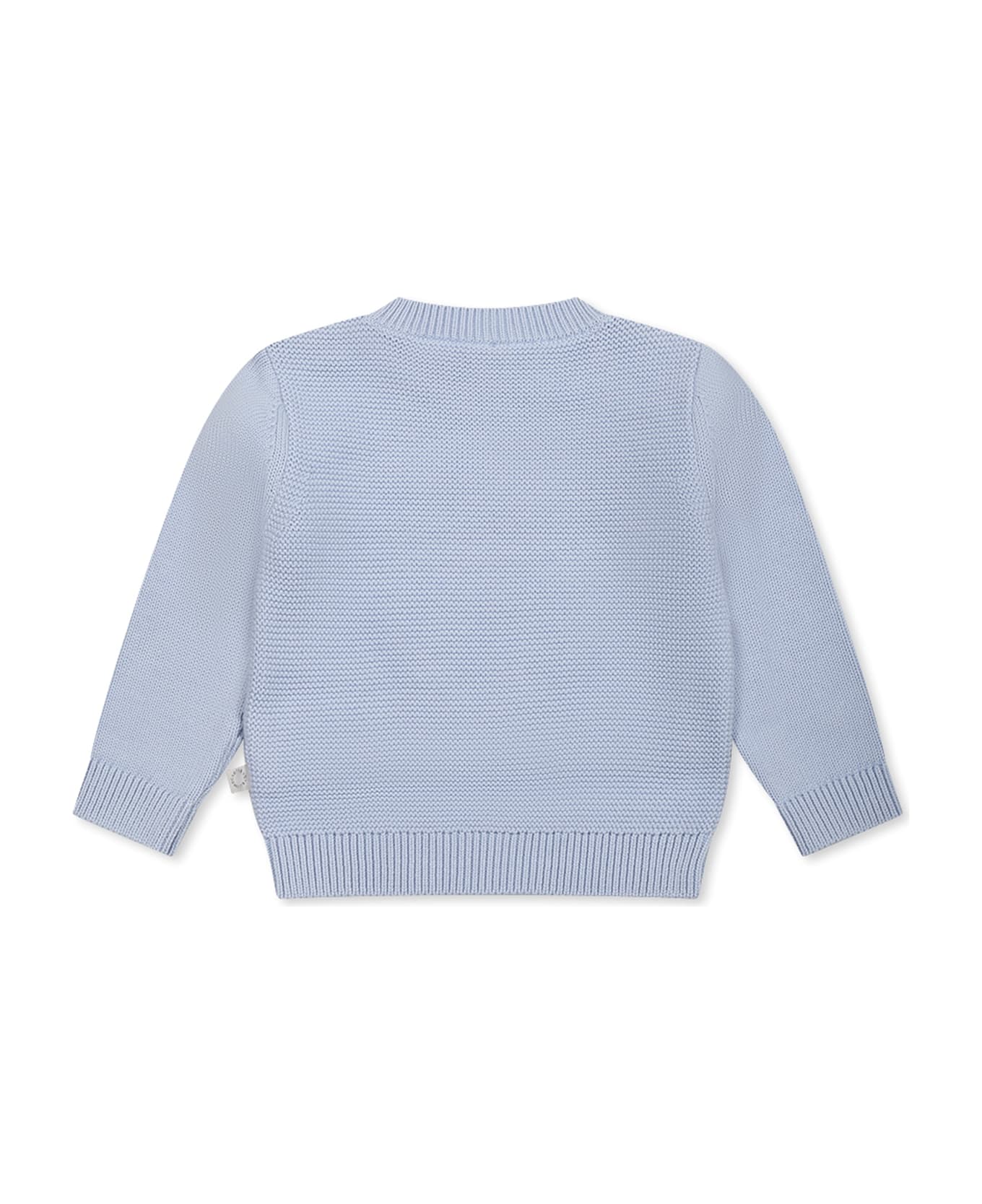 Stella McCartney Kids Light Blue Sweater For Baby Boy With Frog - Light Blue