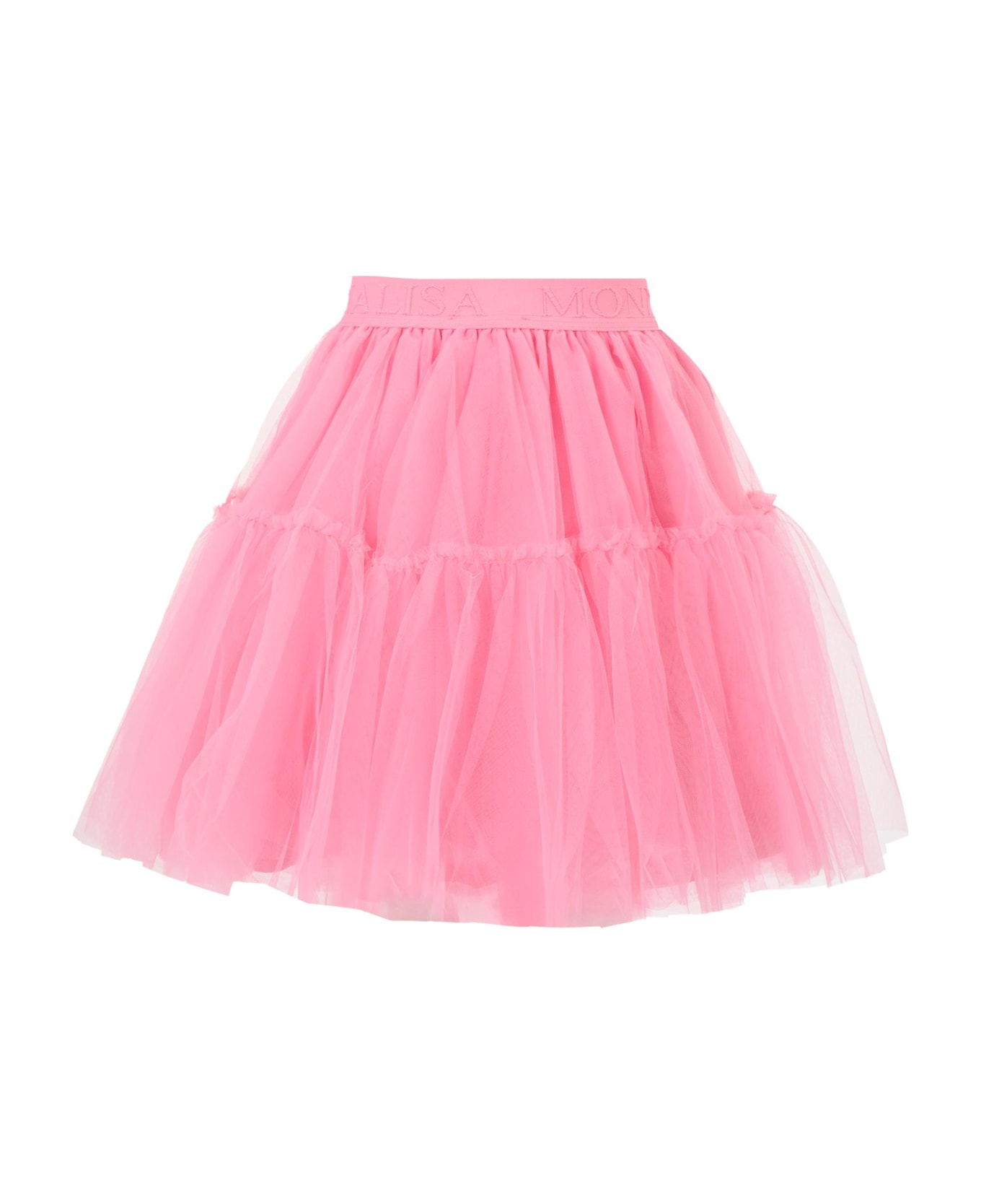Monnalisa Pink Skirt For Girl With Logo - Pink