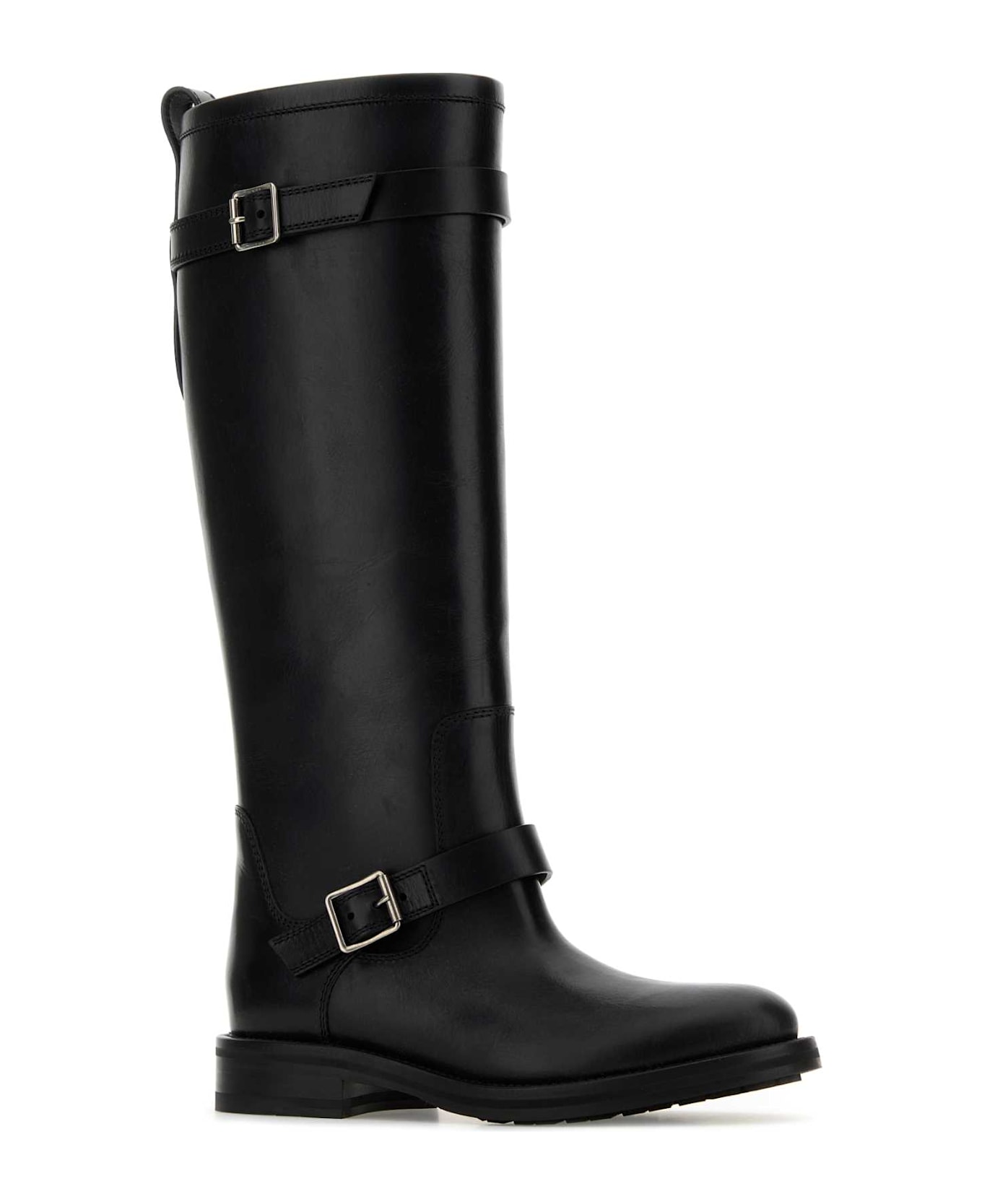 Saint Laurent Black Leather River Boots - NERO