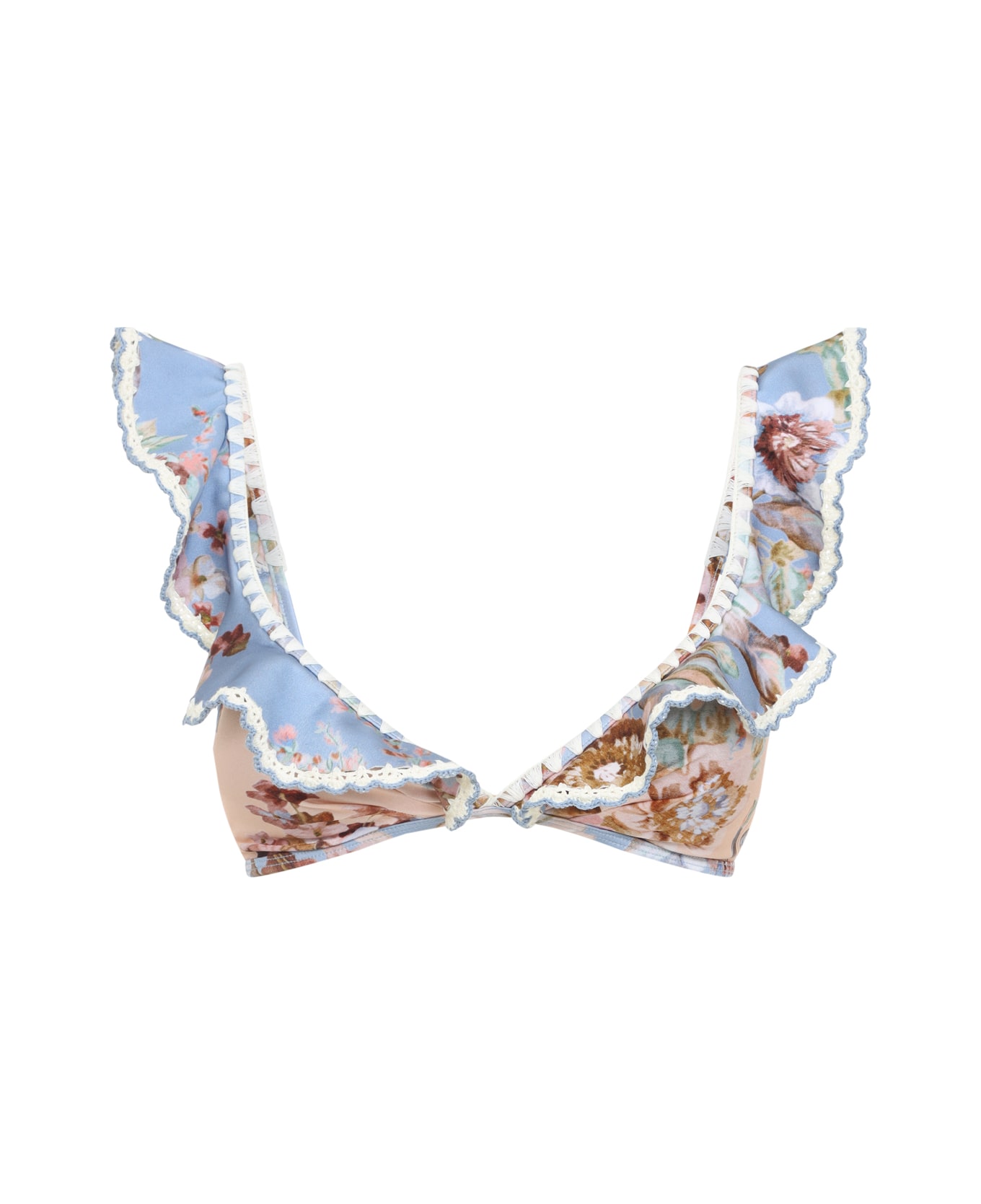 Zimmermann Awaken Crochet Tri Bikini Top - Spliced Print