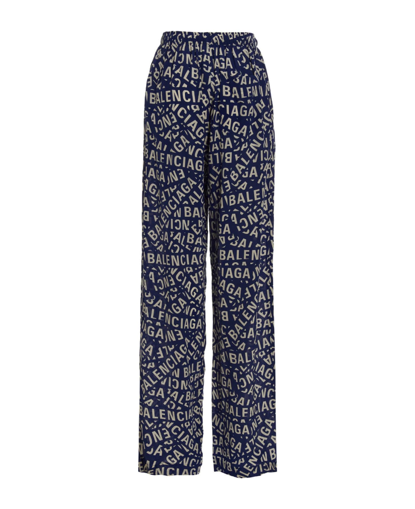 Balenciaga Printed Silk Pajama Pants - blue
