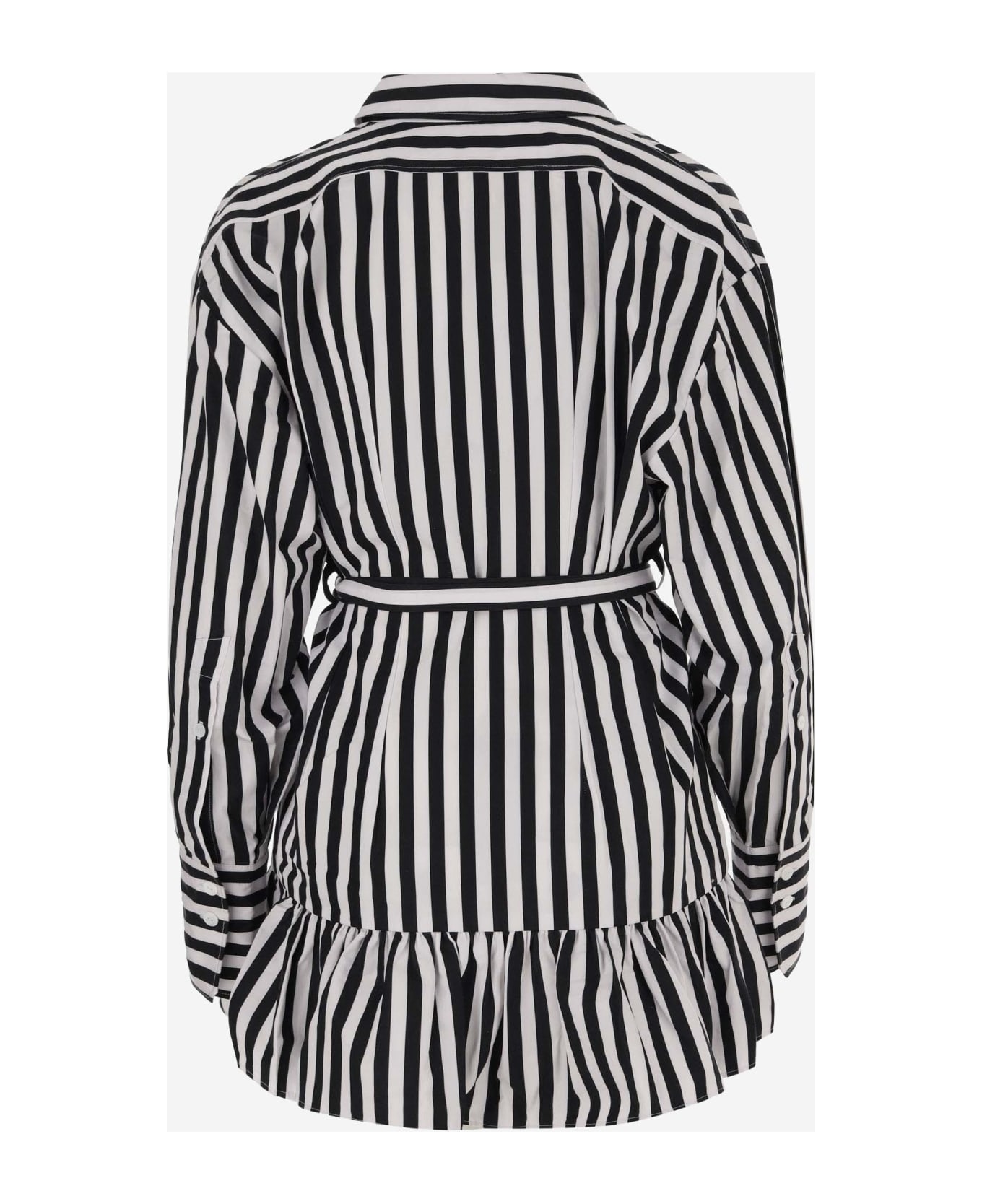 Patou Cotton Dress With Striped Pattern - BLACK SMALL コート