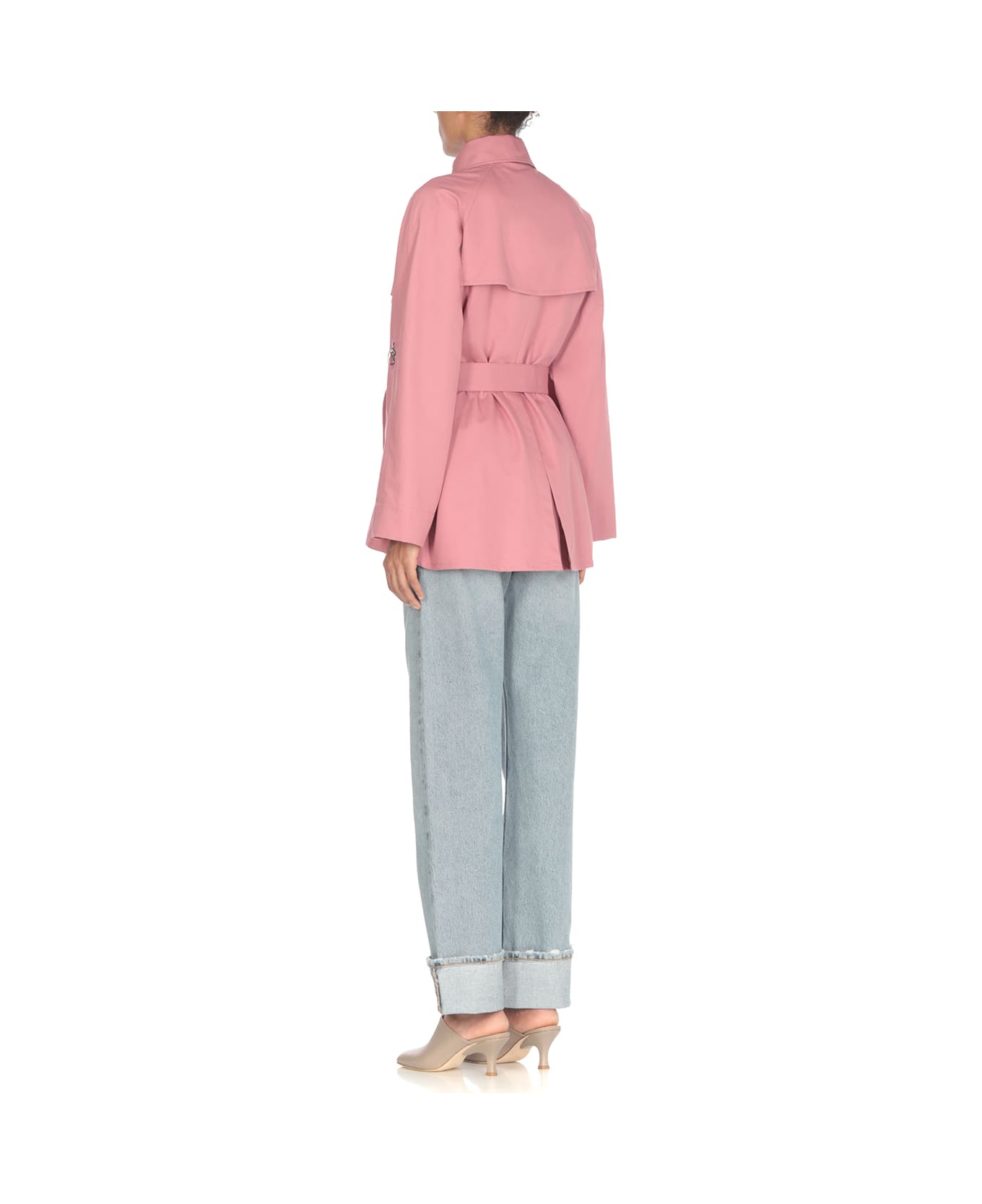 Fay Short Cotton Trench Coat - Pink レインコート