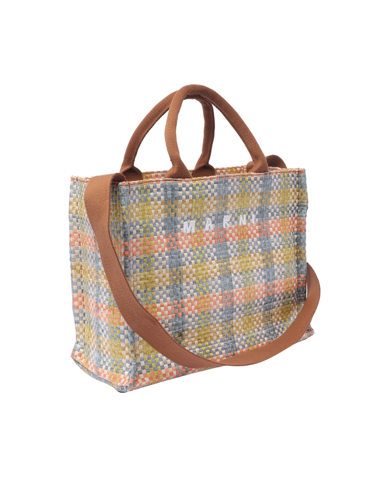 Marni Small Basket Bag Rafia Tissue - MultiColour トートバッグ
