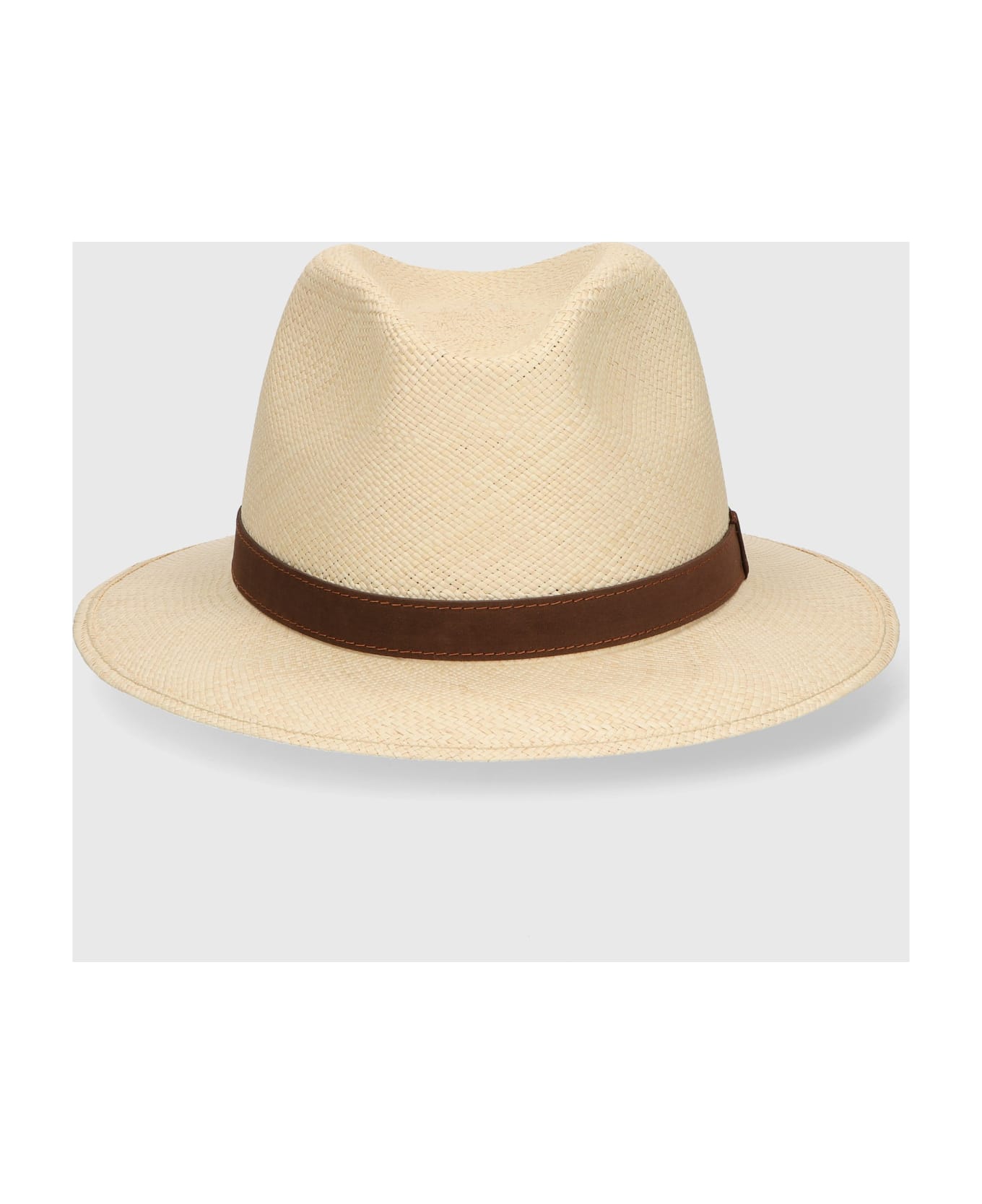 Borsalino Country Panama Quito Medium Brim - NATURAL, DARK BROWN HAT BAND 帽子