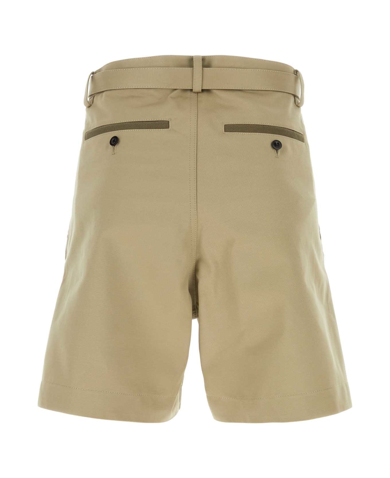 Sacai Cappuccino Cotton Bermuda Shorts - BEIGE