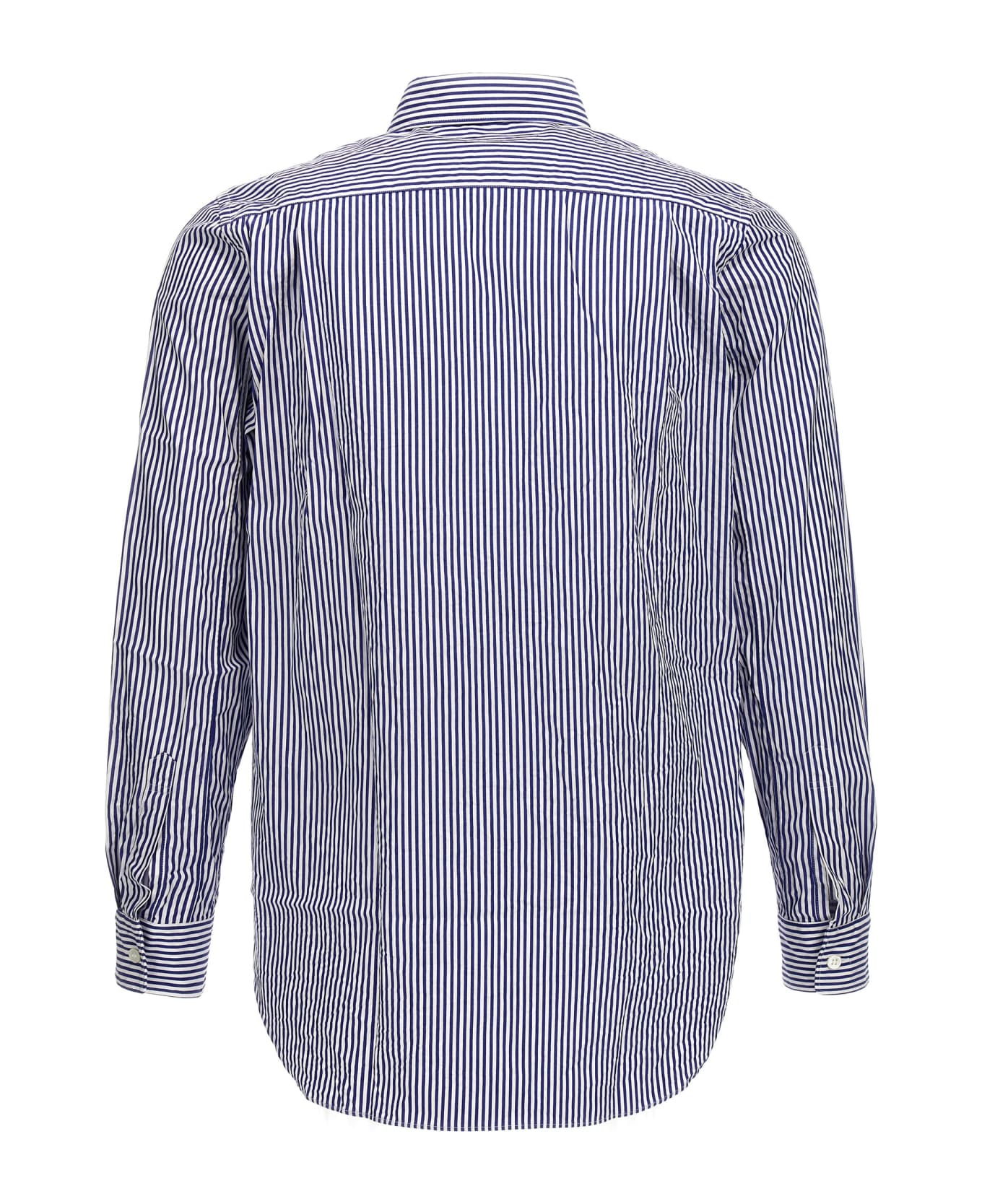 Comme des Garçons Play Logo Patch Striped Shirt - Blue