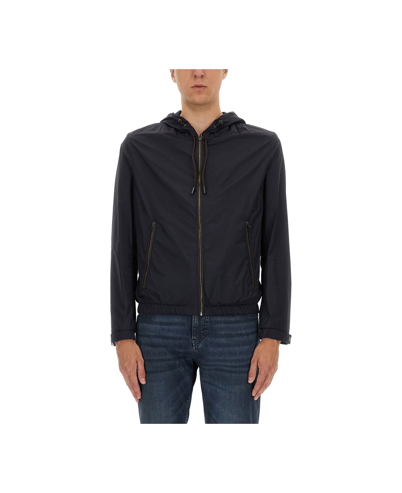 Hugo Boss "l-calfo1" Jacket With Hood And Zipper - BLUE