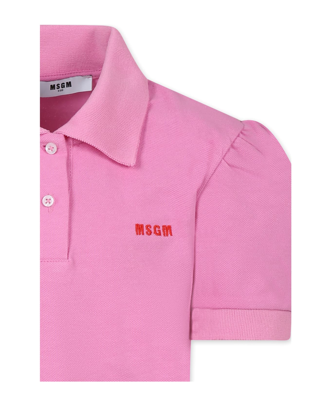 MSGM Pink Polo Shirt For Girl With Logo - Pink