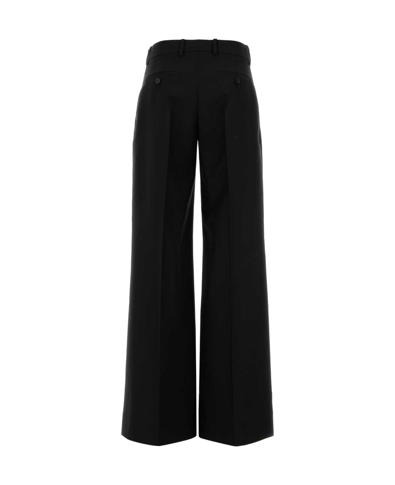 Alexander McQueen Black Wool Blend Wide-leg Pant - Black