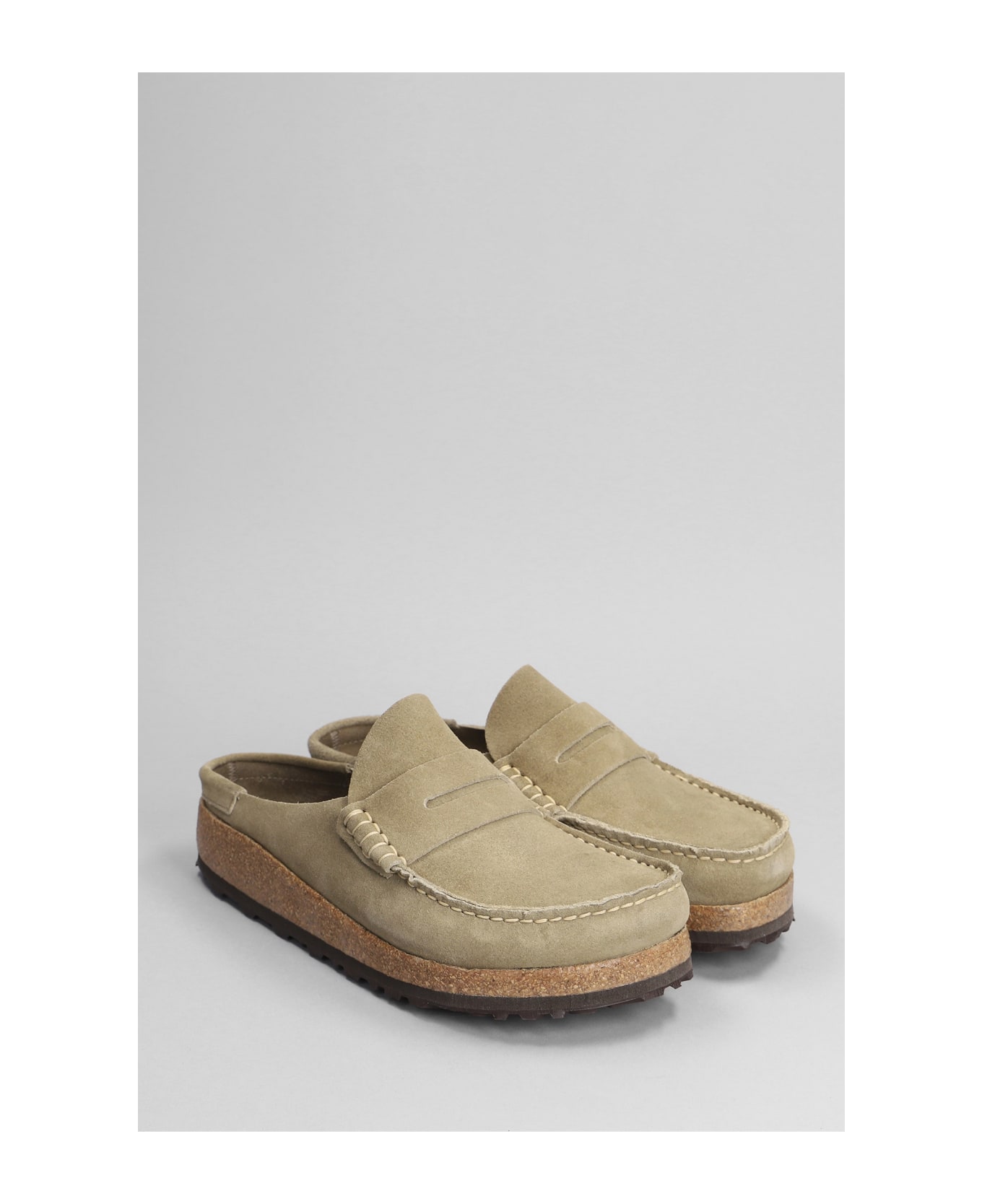 Birkenstock Naples Slipper-mule In Taupe Suede - Beige