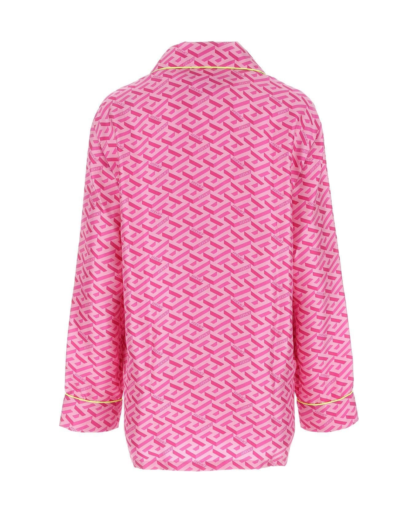 Versace Printed Satin Pijama Shirt - PINK