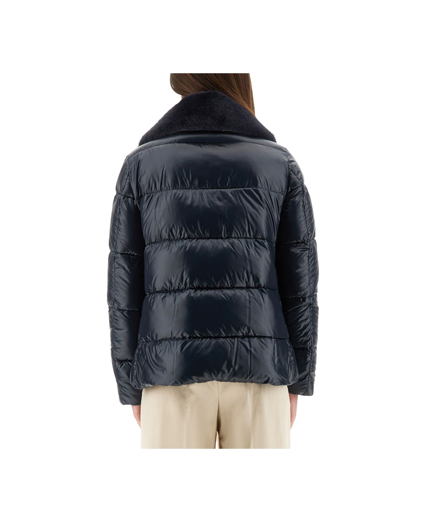 Herno Down Jacket With Lined Collar - BLUE
