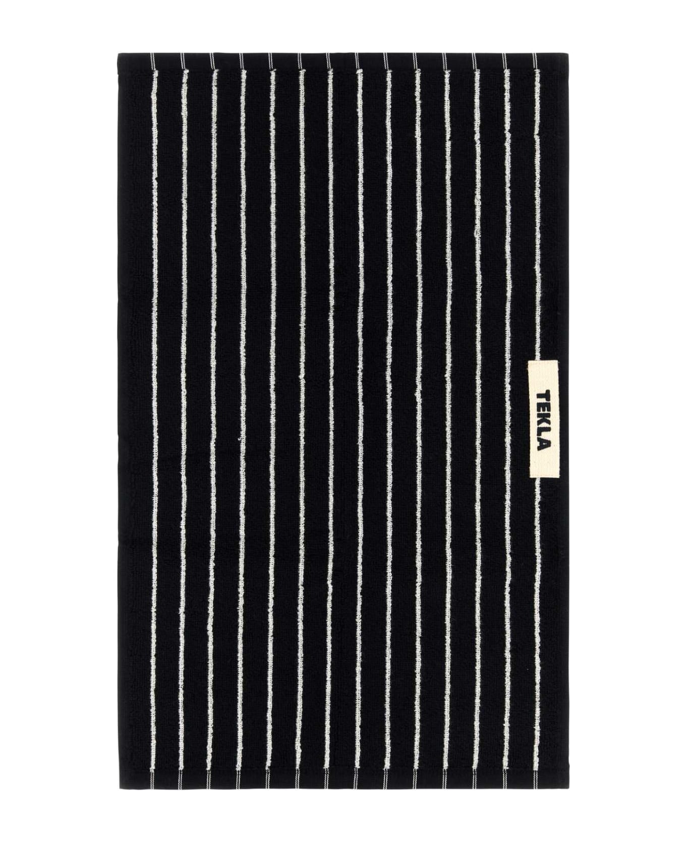 Tekla Embroidered Terry Guest Towel - BLACK STRIPES