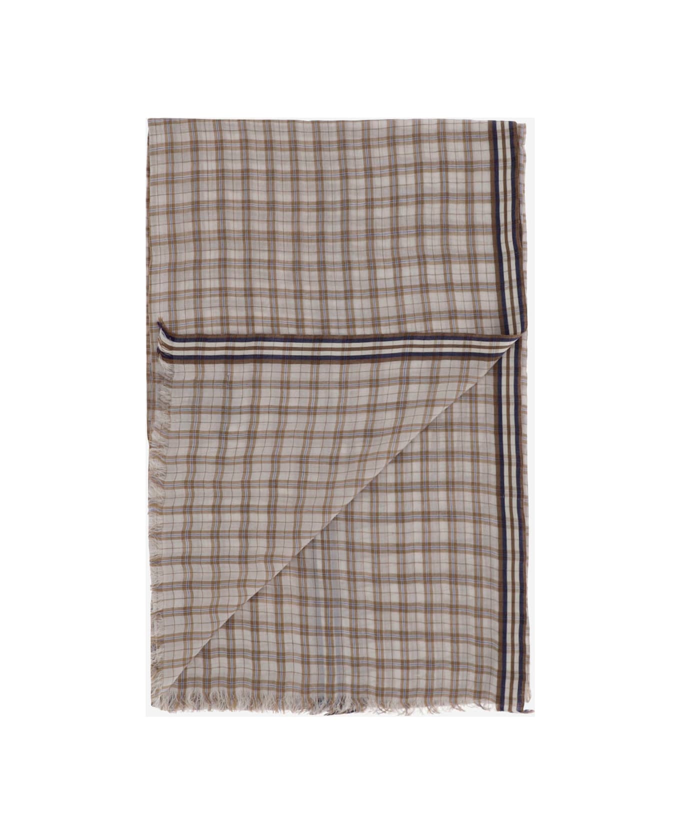 Faliero Sarti Silk Plaid Scarf - Brown