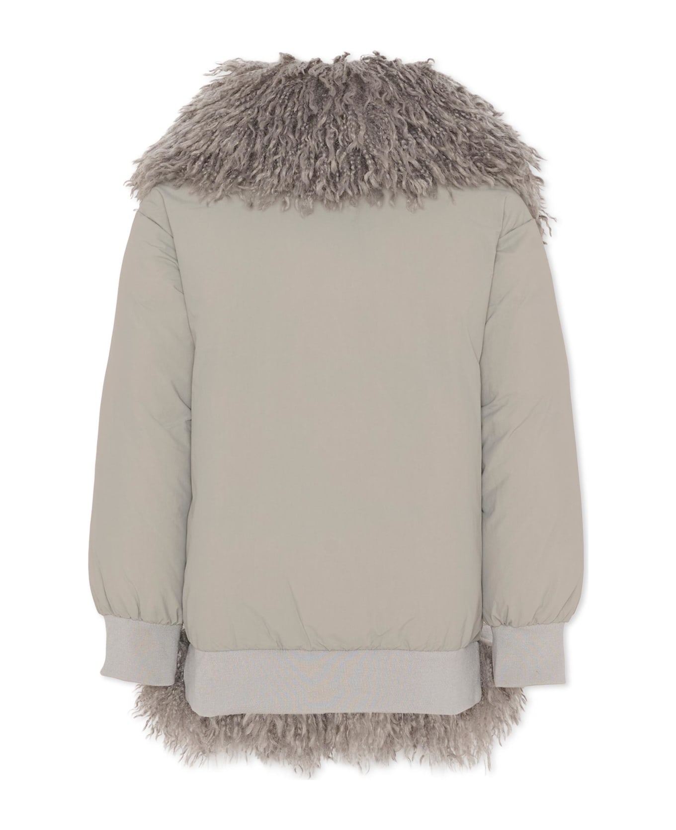 Pinko Grey Faux Fur Coat For Girl - Grey