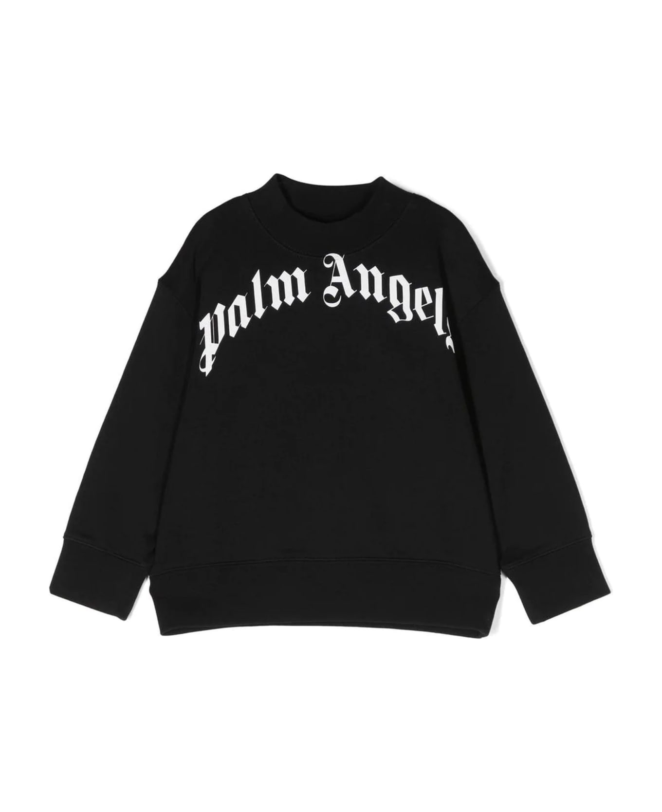 Palm Angels Black Cotton Sweatshirt - Black White ニットウェア＆スウェットシャツ