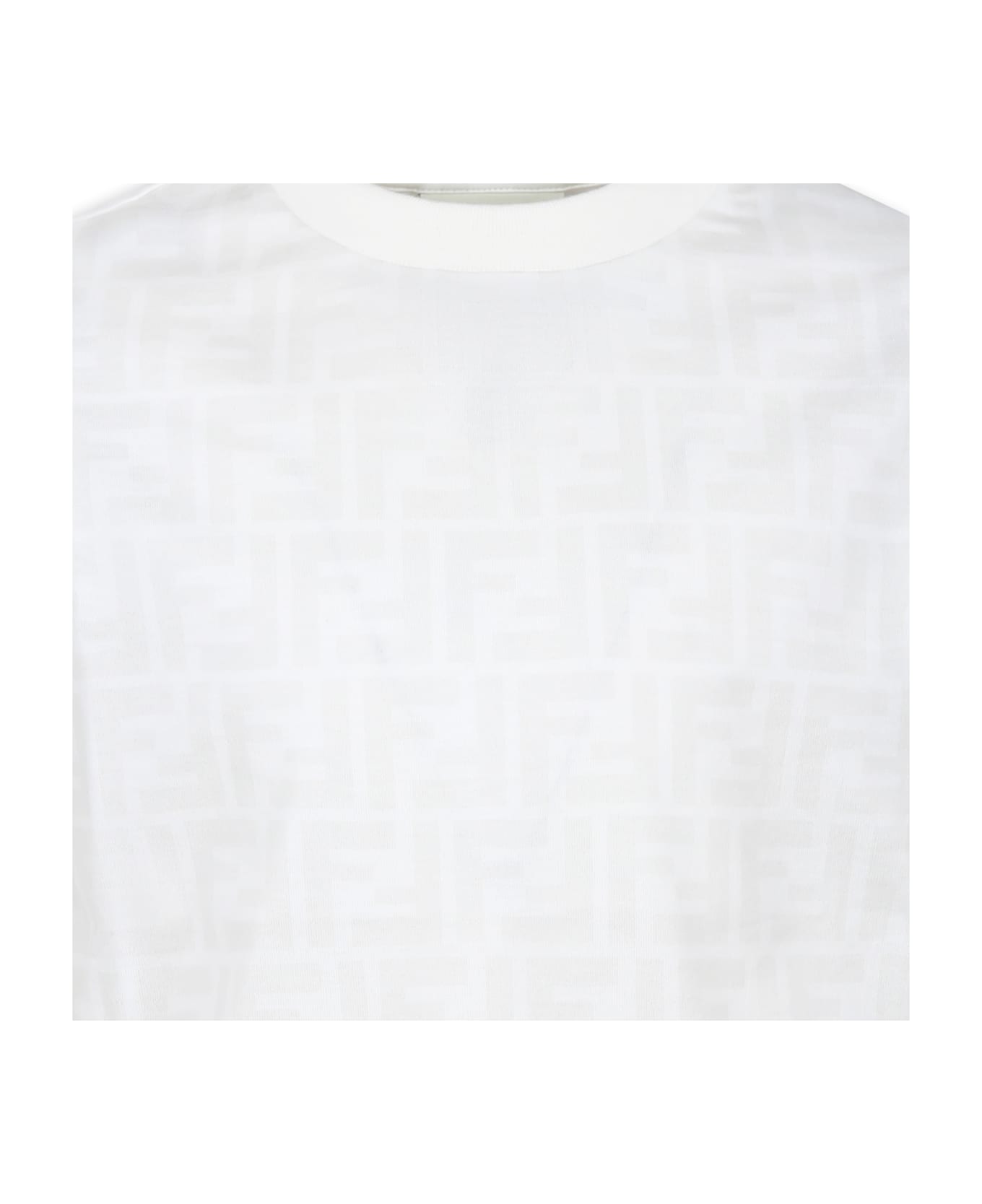 Fendi White T- Shirt For Boy With Ff - Bianco