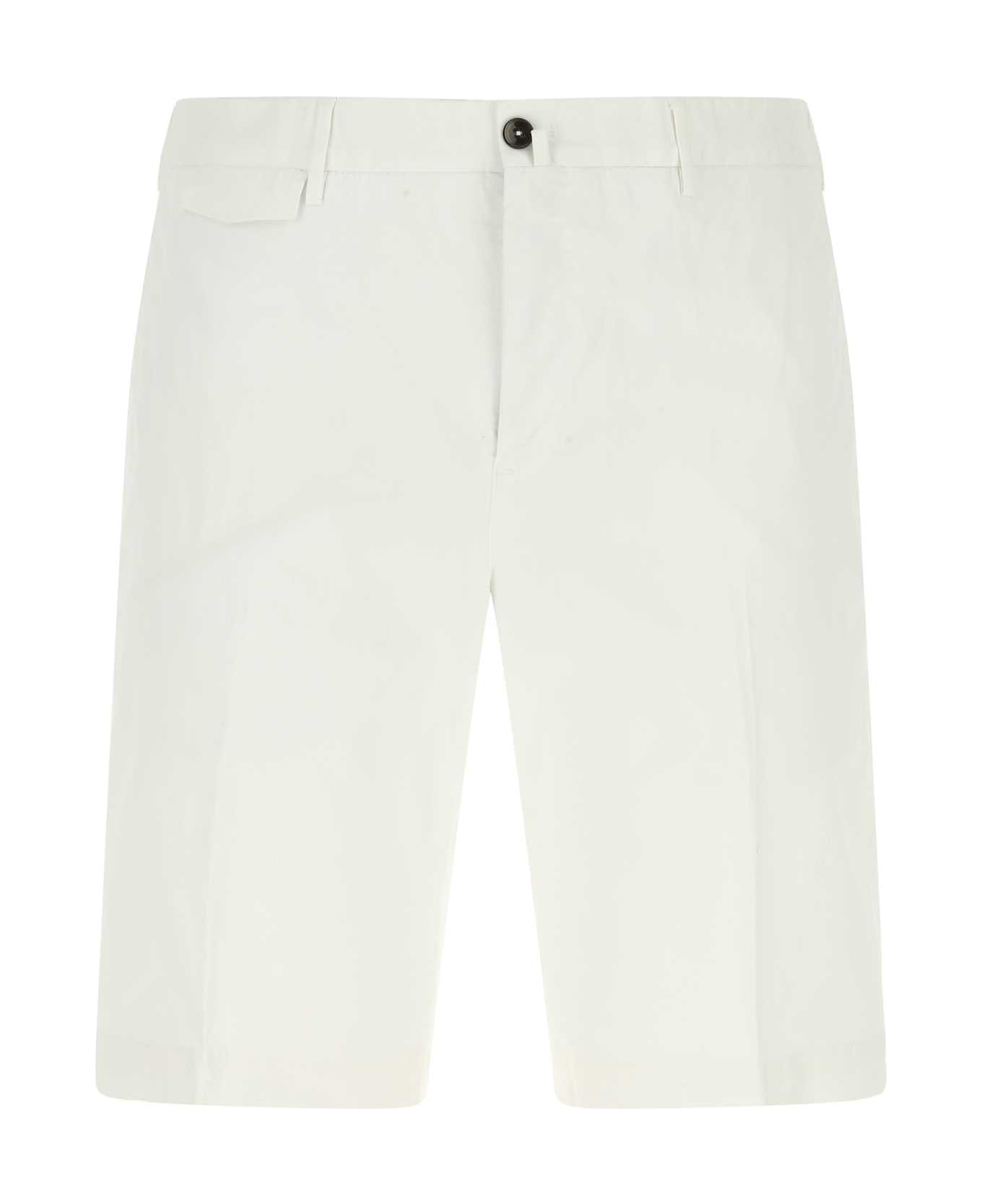 PT Torino White Stretch Cotton Bermuda Shorts - Y010