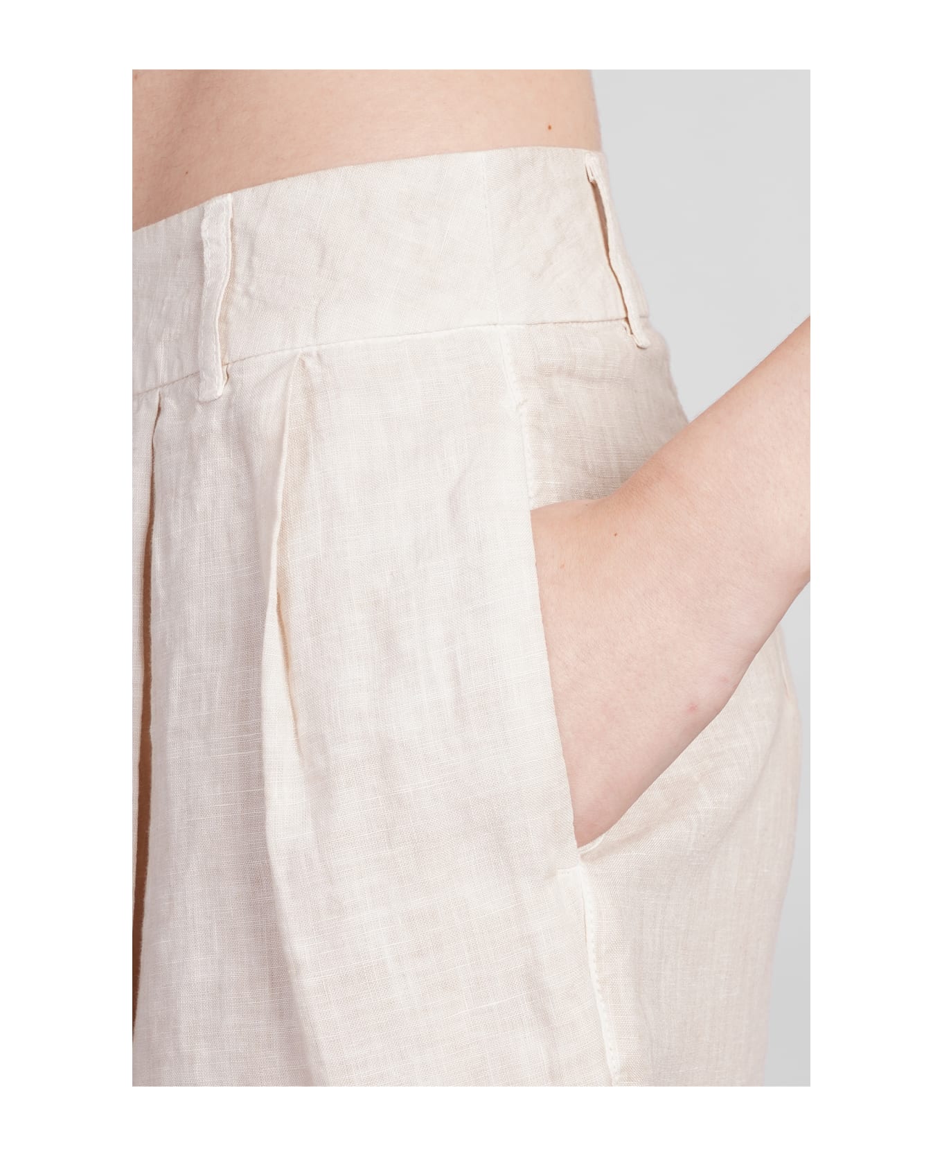 120% Lino Shorts In Beige Linen - beige