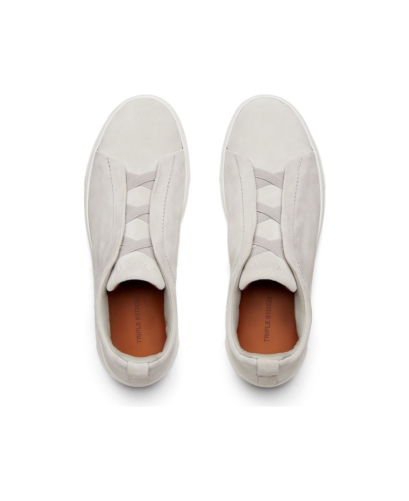 Zegna Triple Stitch Sneakers In White Suede - White