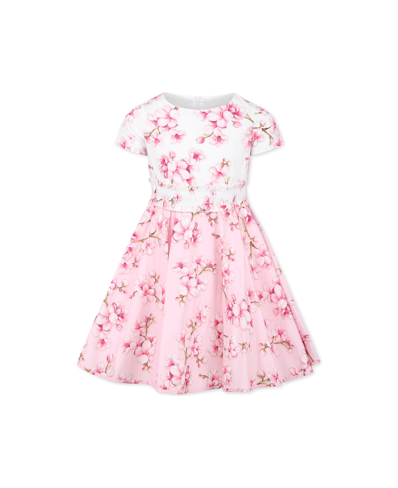 Monnalisa Pink Dress For Girl With Floral Print - Pink