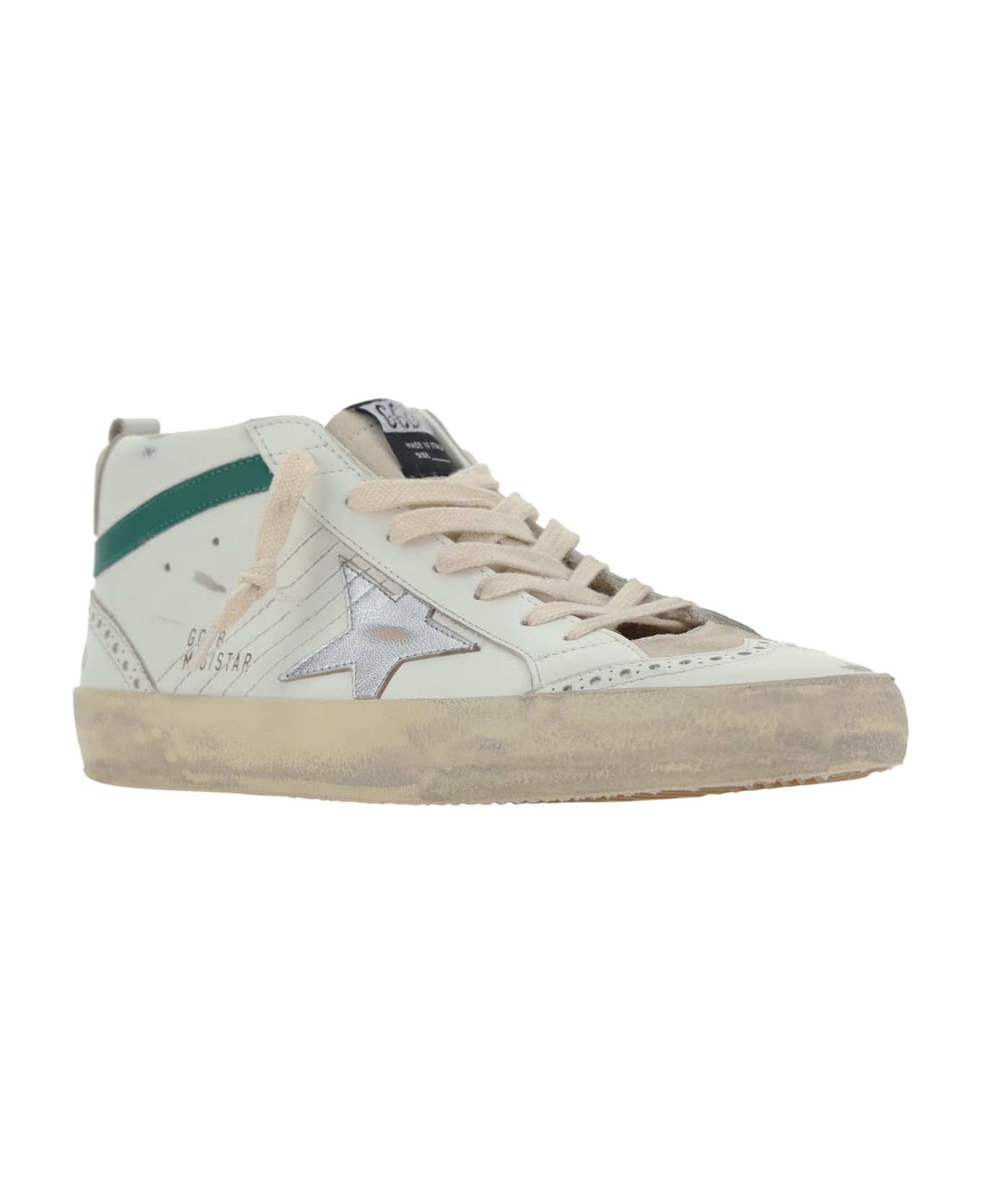 Golden Goose Mid Star Sneakers - White/seedpearl/silver/green