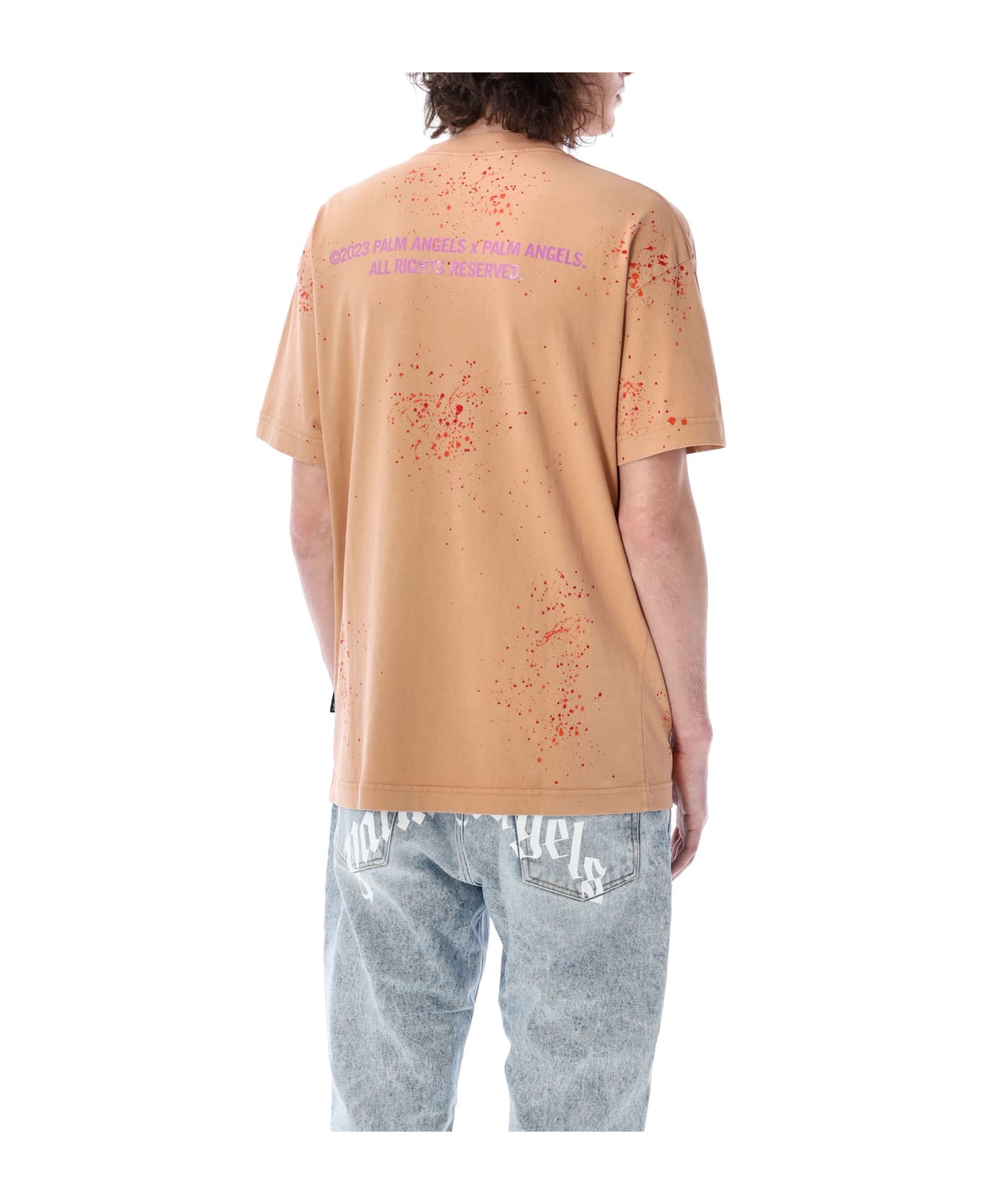 Palm Angels Cotton Crew-neck T-shirt - Camel