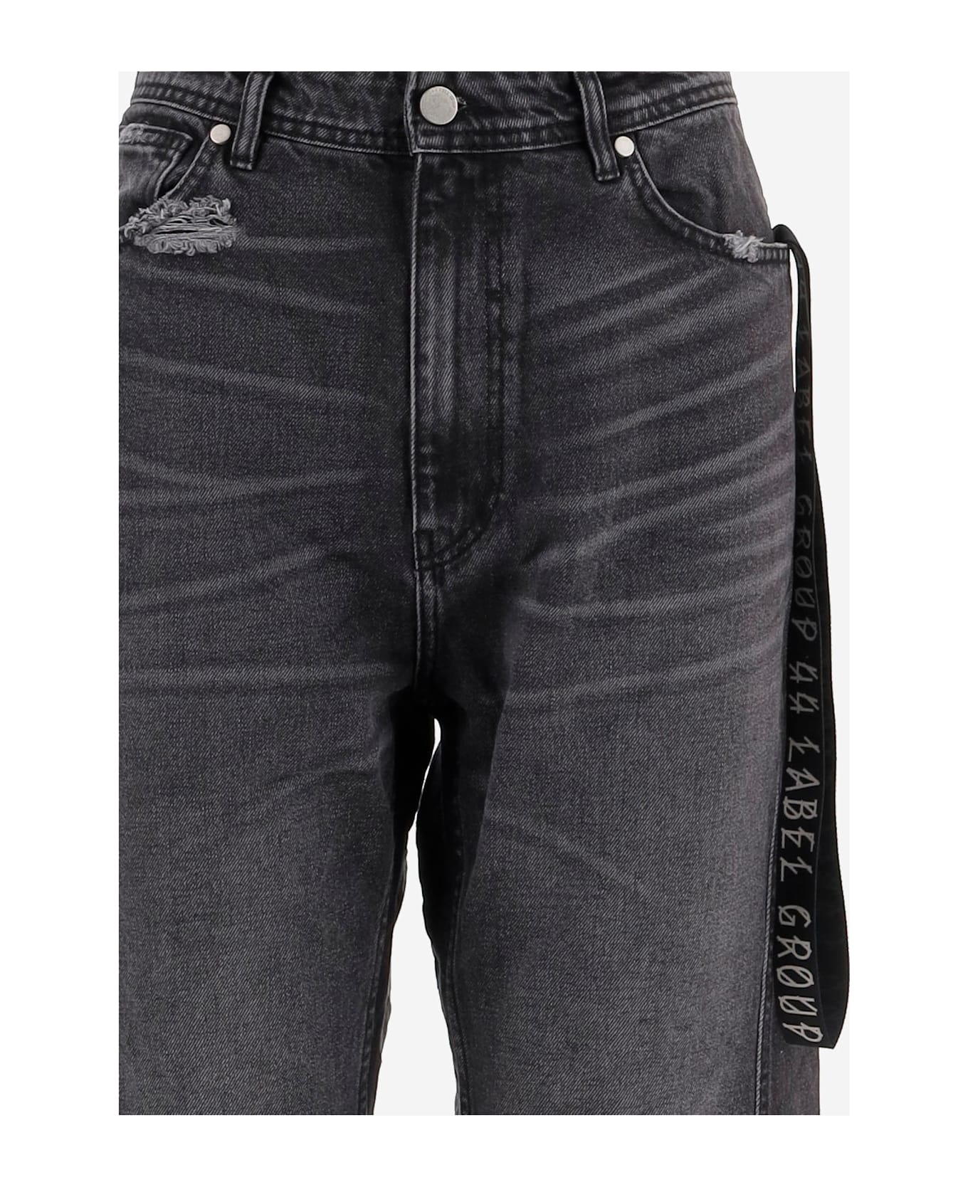 44 Label Group Cotton Jeans With Vintage Details - Grey