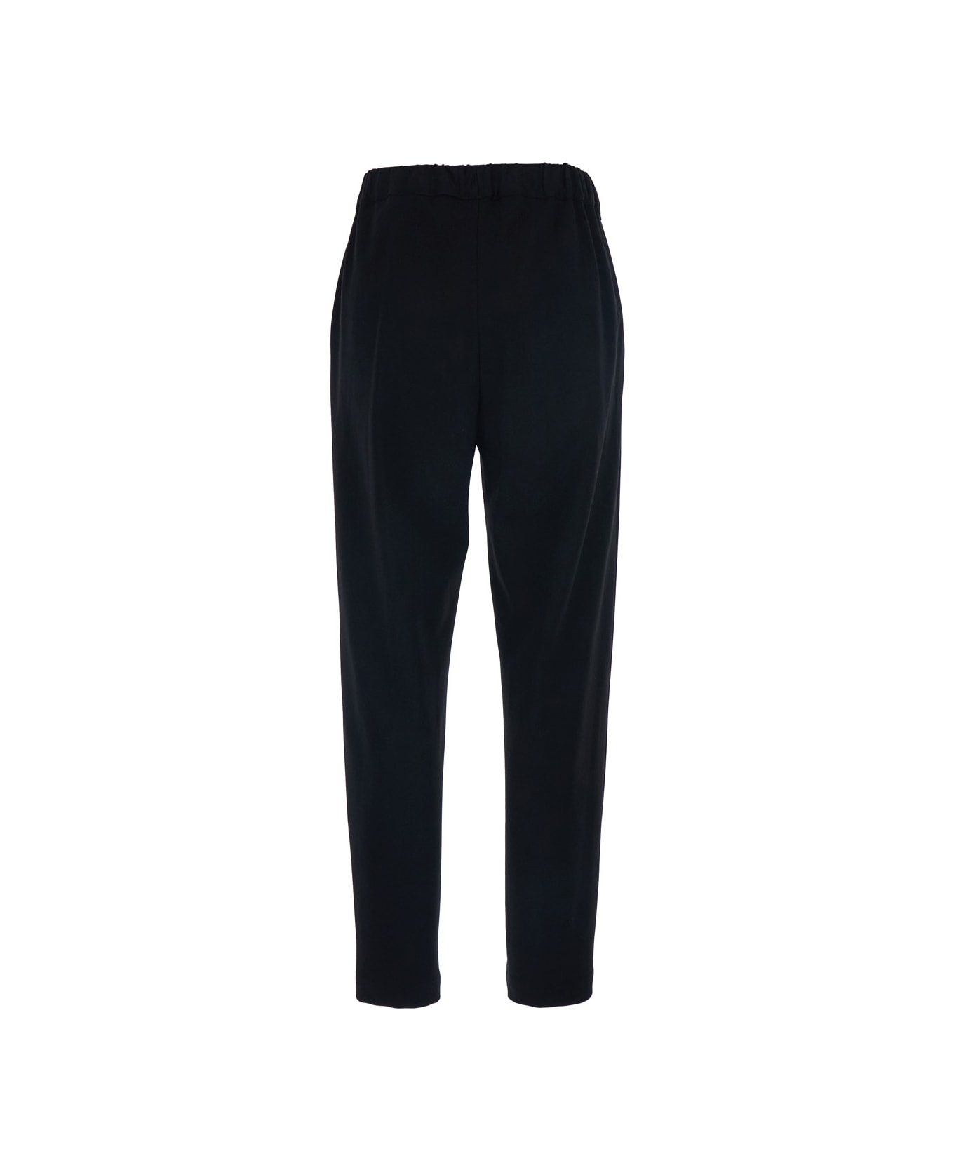 SEMICOUTURE 
buddy
 Black Pants With Drawstring Elastic Waist In Viscose Blend Stretch Woman - Black