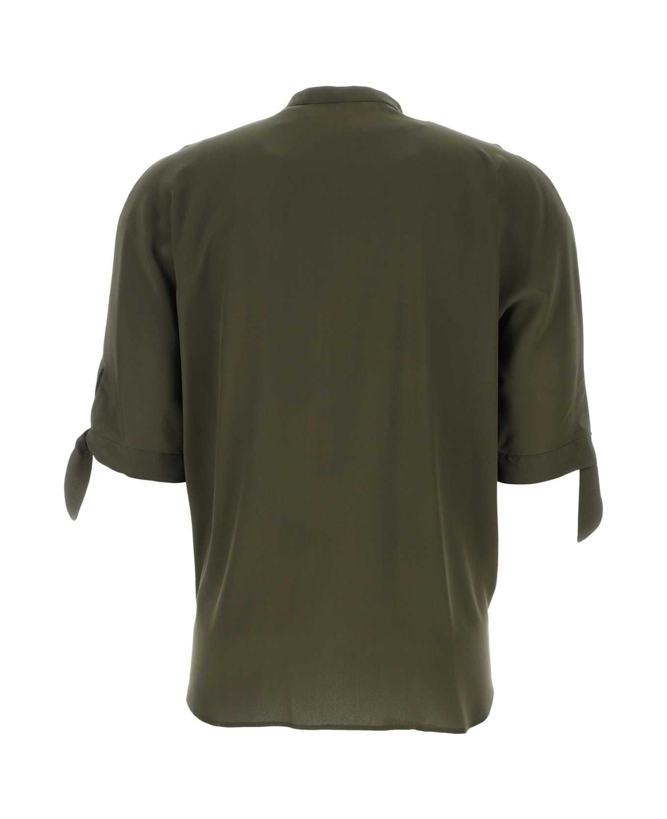 Saint Laurent Olive Green Crepe Shirt - Brown シャツ