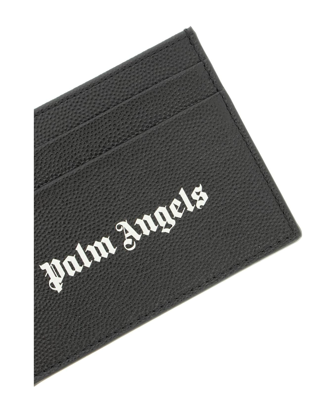 Palm Angels Leather Cardholder With Logo - BLACK WHITE (Black)