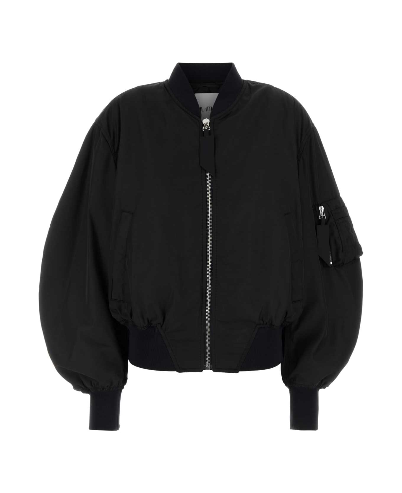 The Attico Black Polyester Oversize Bomber Jacket - Black