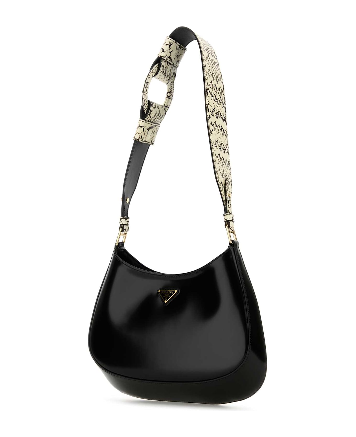 Prada Black Leather Cleo Shoulder Bag - NERO+ROCCIA1