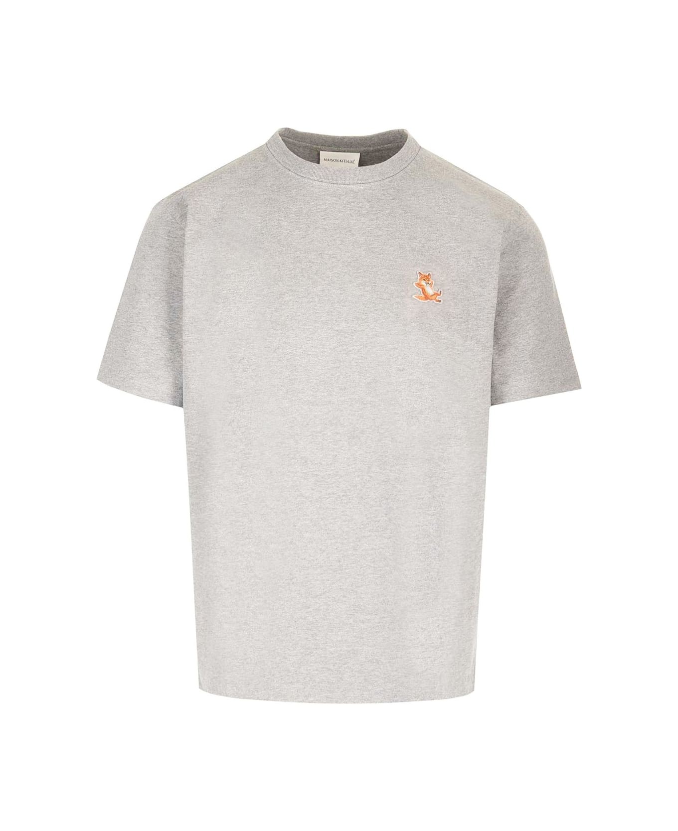 Maison Kitsuné White Logo T-shirt - Light Grey Melange