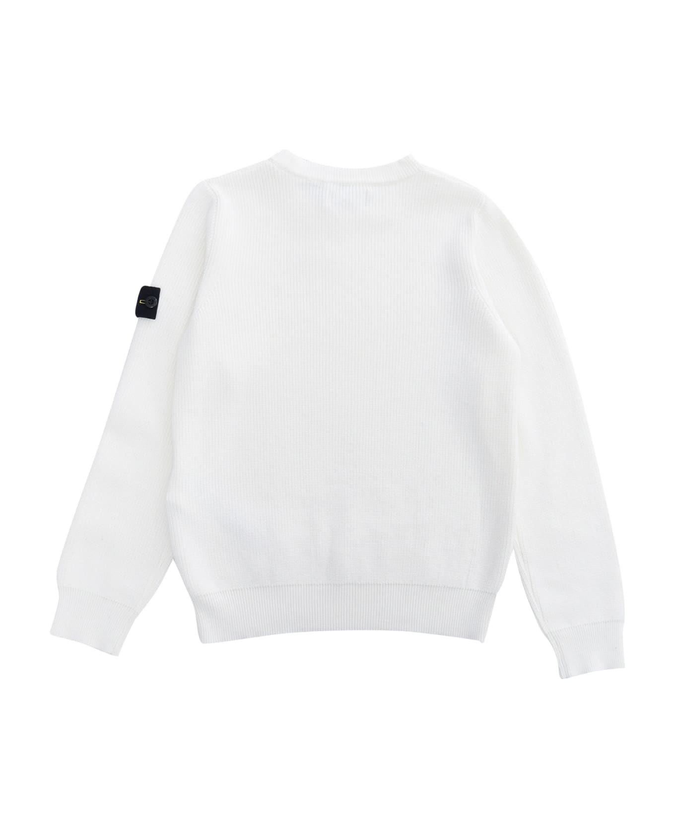 Stone Island Junior White Sweater With Logo - WHITE