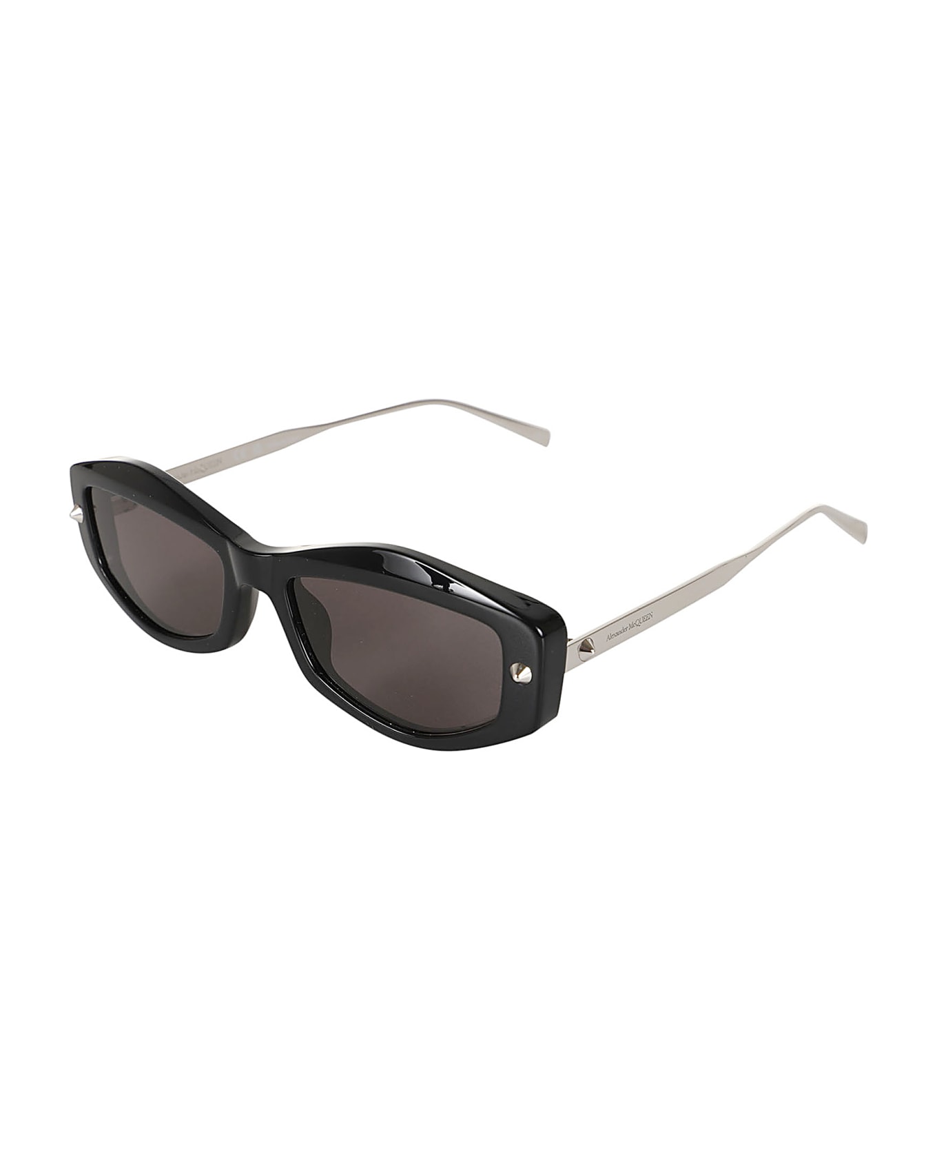 Alexander McQueen Geometric Spike Studs Sunglasses In Black/smoky - Black Silver Smoke