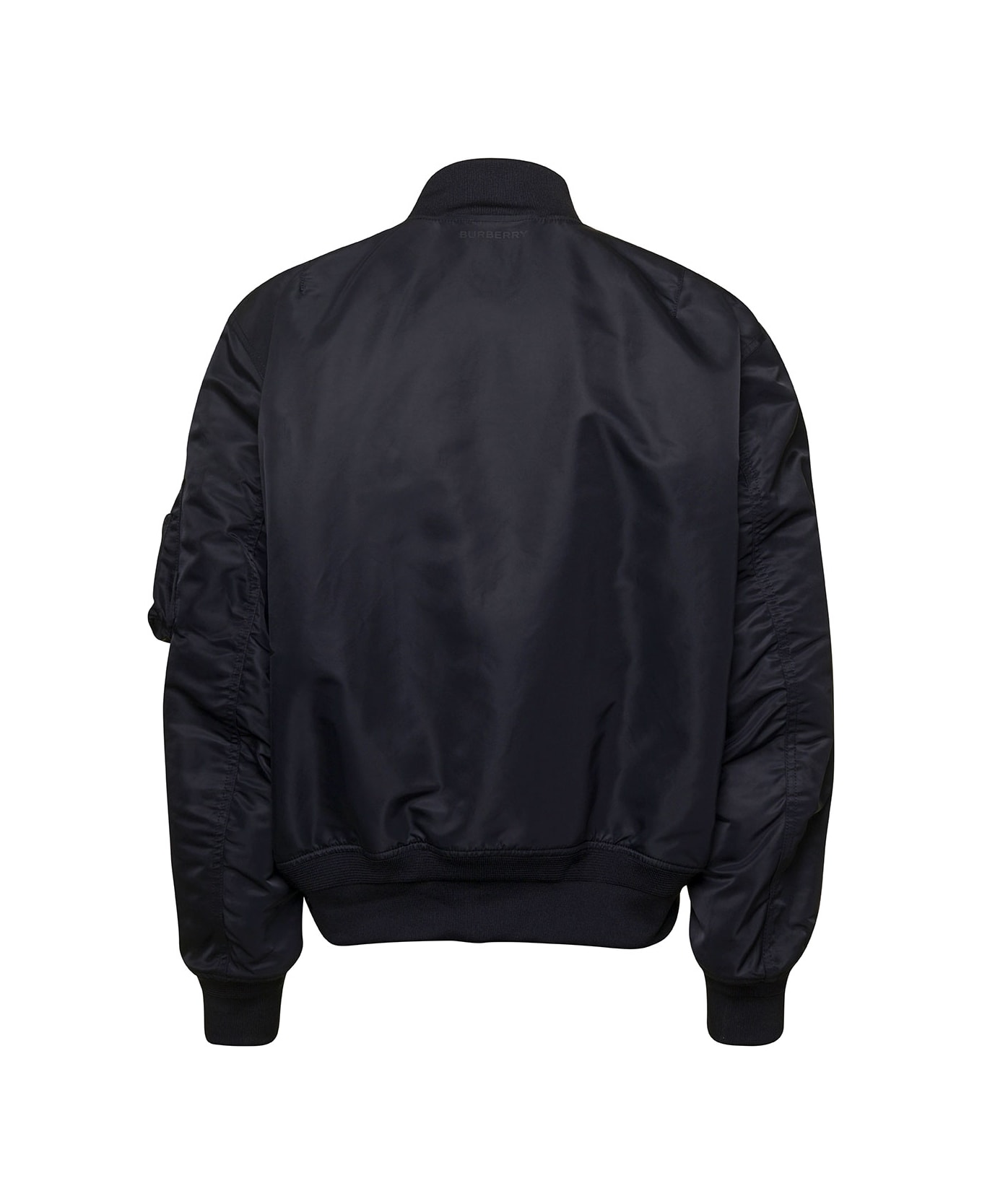 Burberry Black Bomber Jacket With Equestrian Knight Print In Polyamide Stretch Man - Black ジャケット