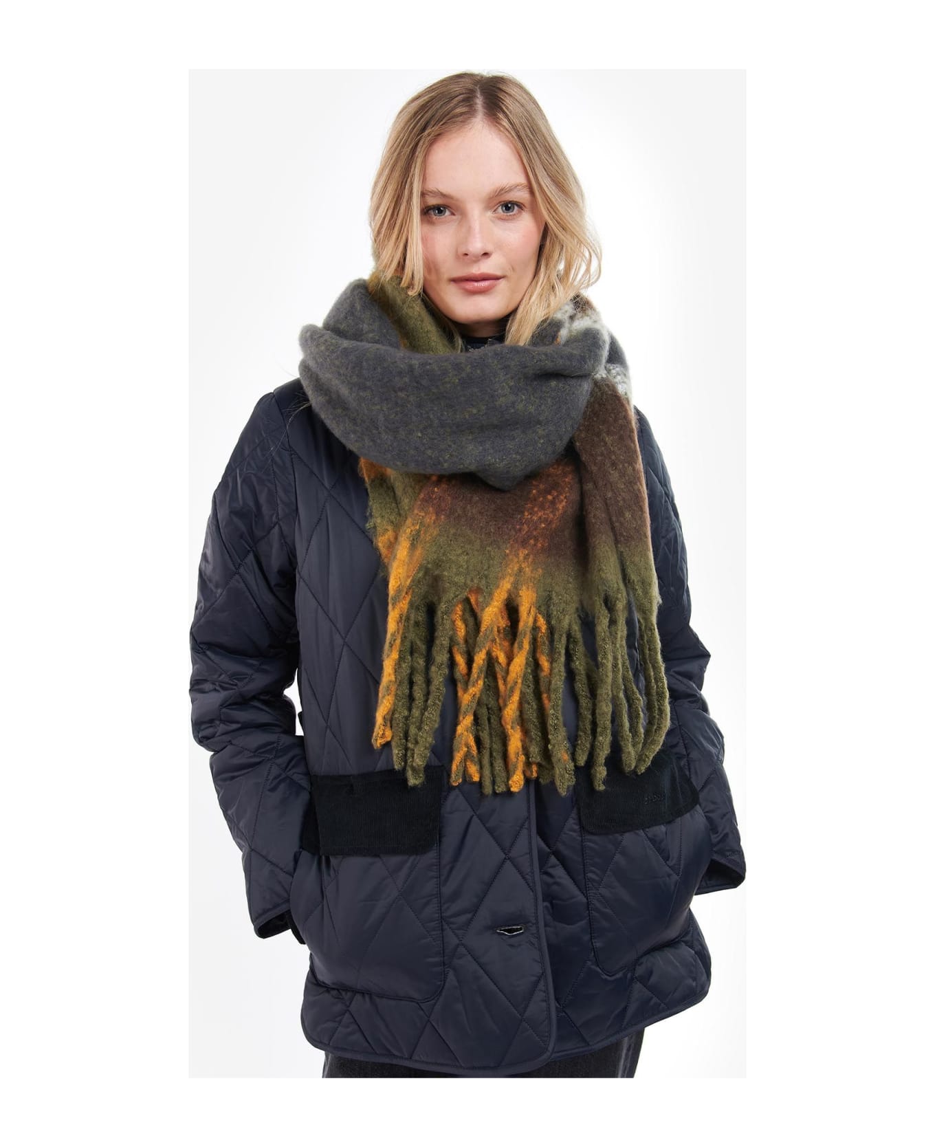 Barbour Tartan Fringed Scarf - Verde Oliva
