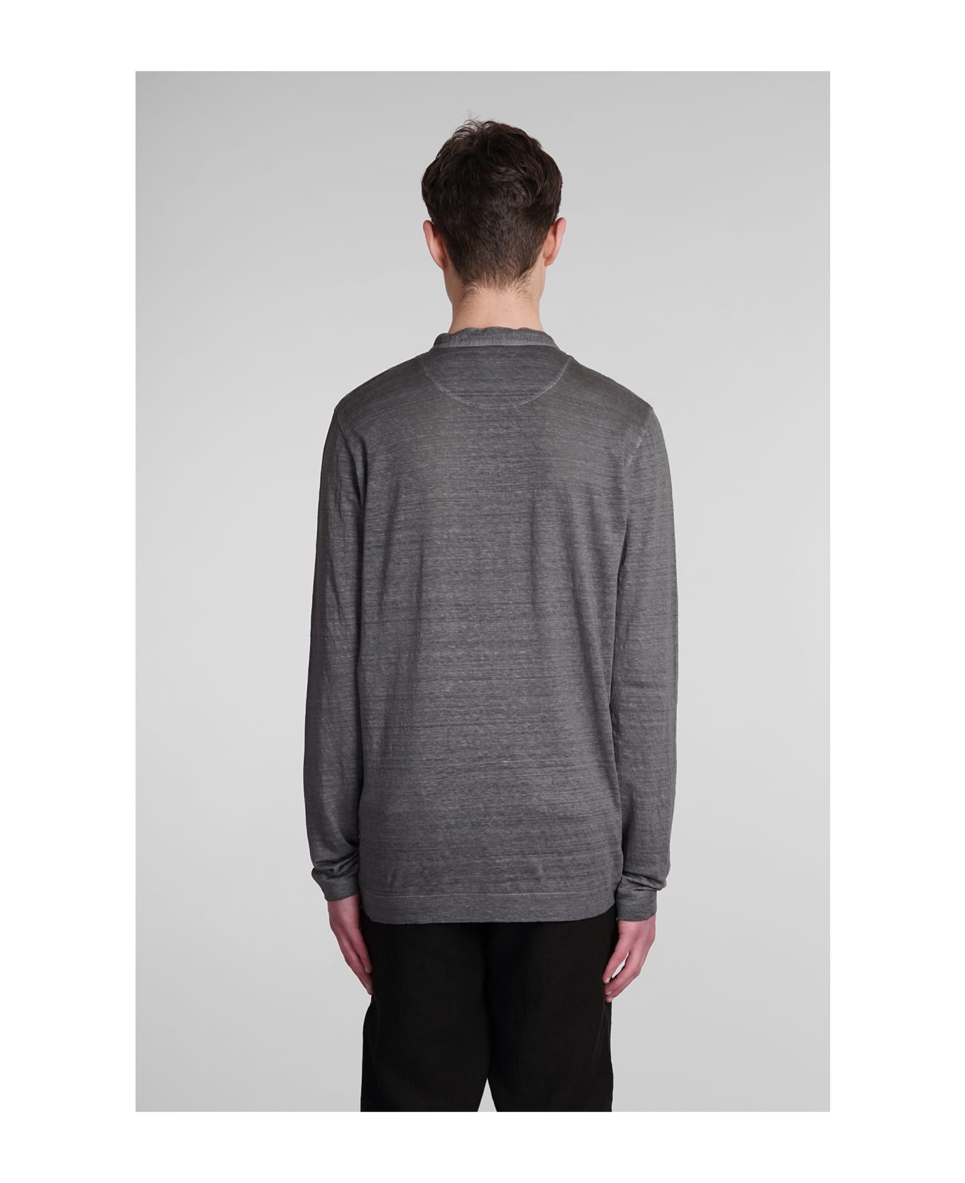 120% Lino T-shirt In Grey Linen - grey