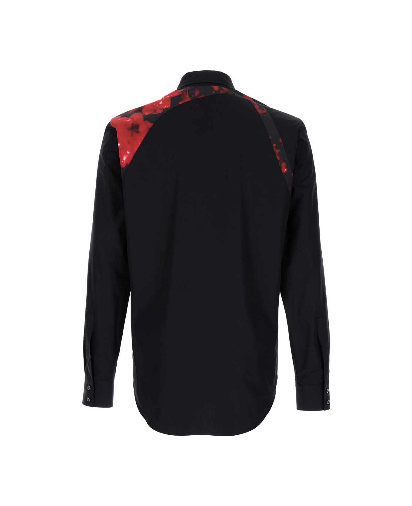 Alexander McQueen Black Shirt With Floral Print In Cotton Man - Black