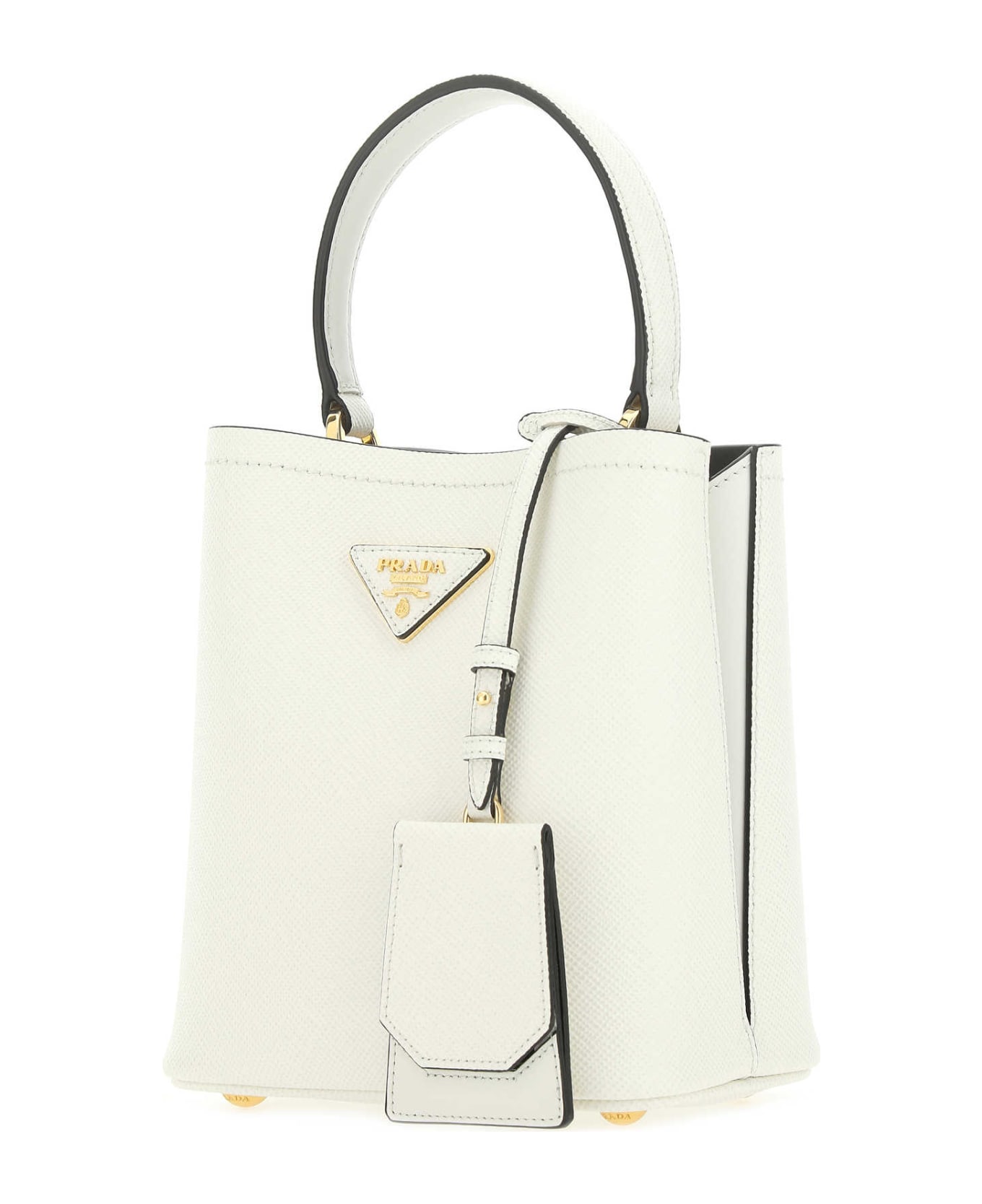 Prada White Leather Small Panier Handbag - F0G3Z