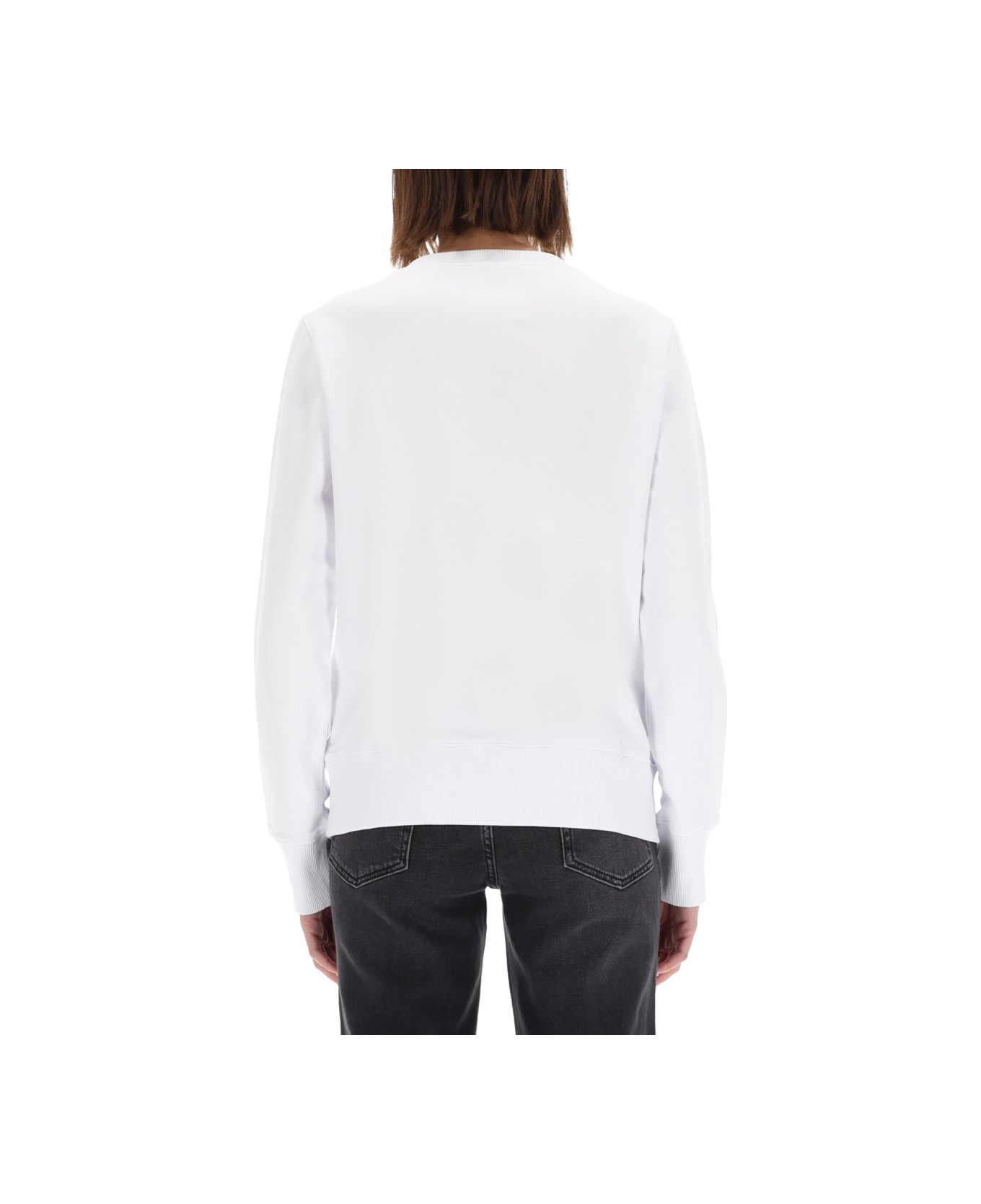 Versace Jeans Couture Sweatshirt With "baroque" Logo Patch - WHITE